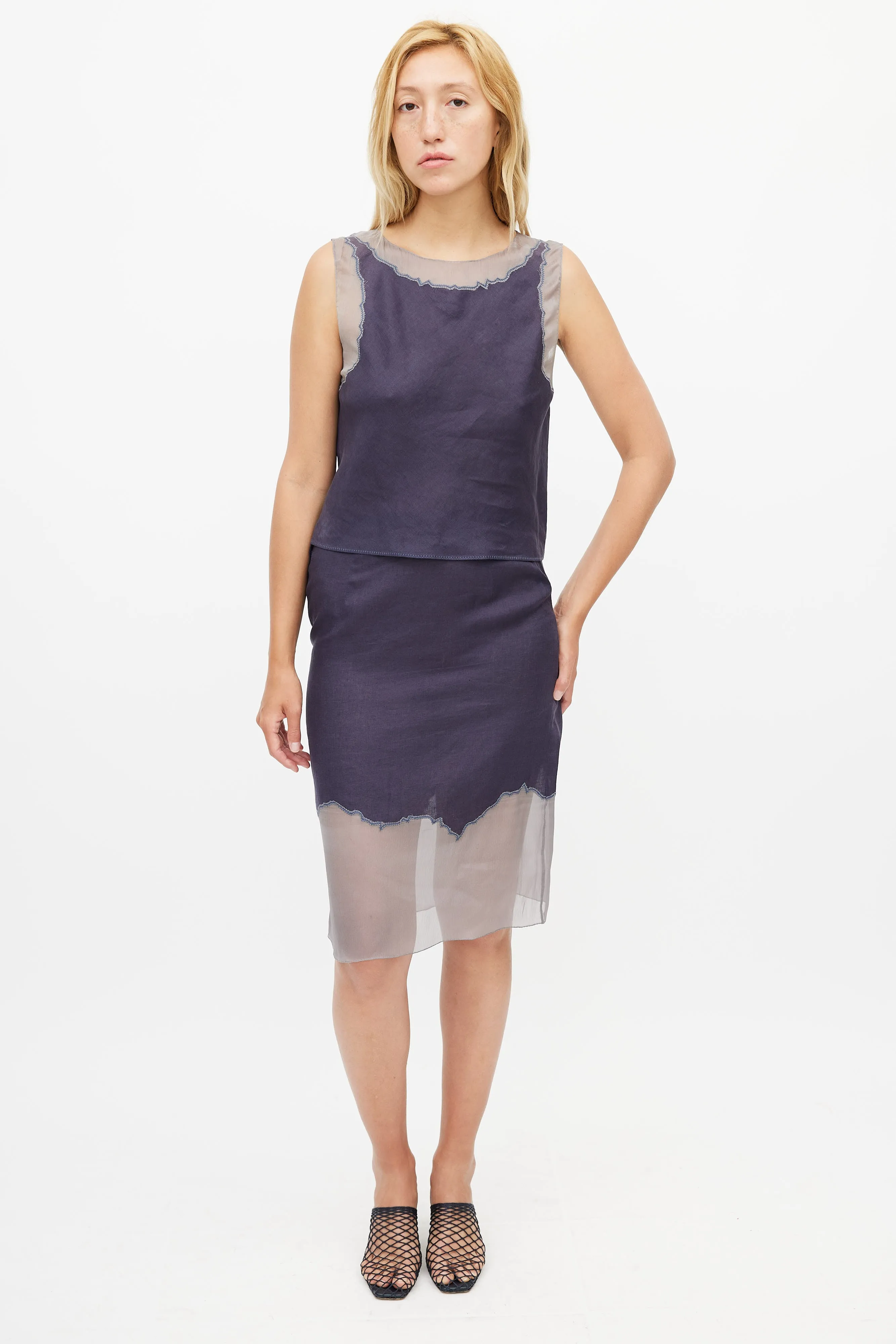 1998 Navy Linen & Silk Co-Ord Set
