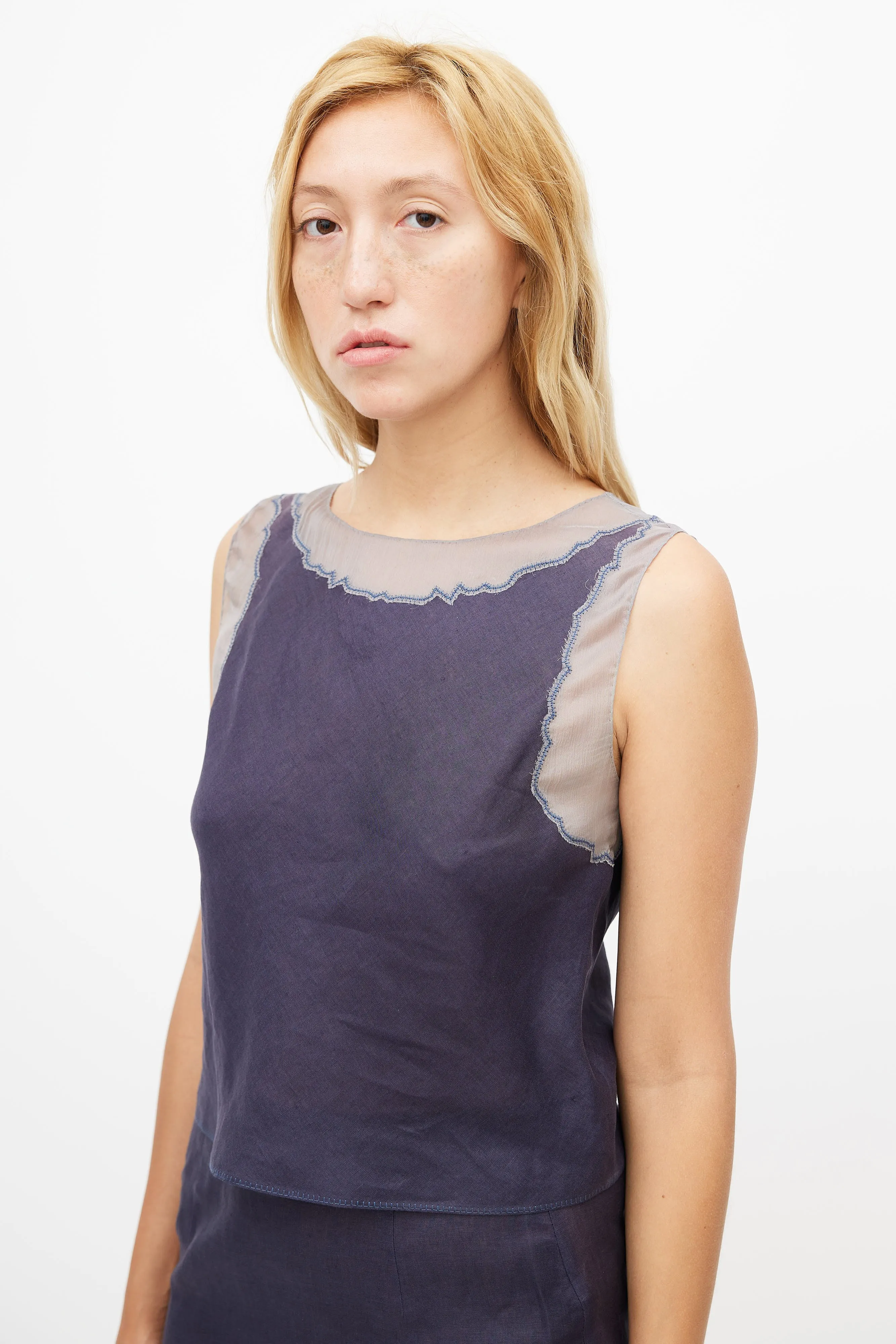 1998 Navy Linen & Silk Co-Ord Set