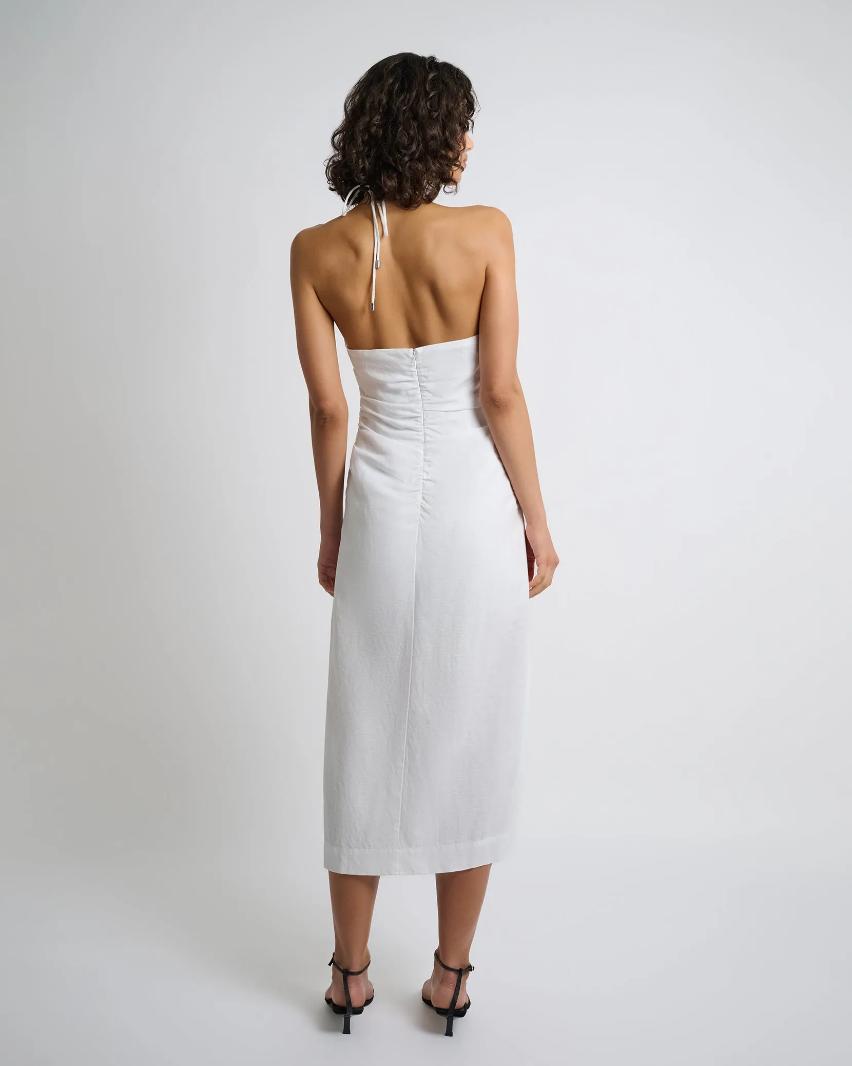 Air Linen Ruched Halter Dress