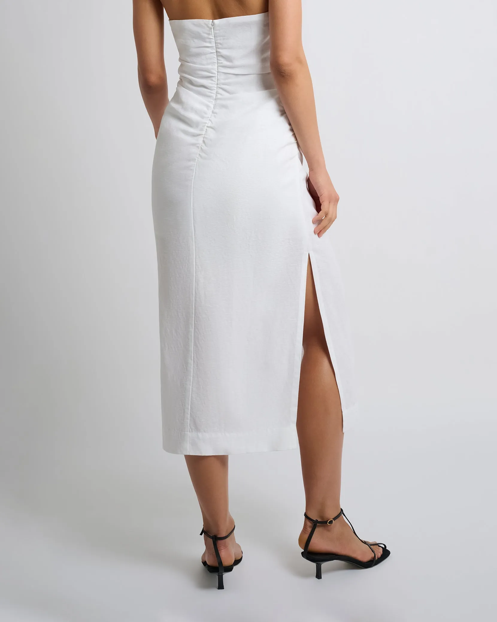 Air Linen Ruched Halter Dress