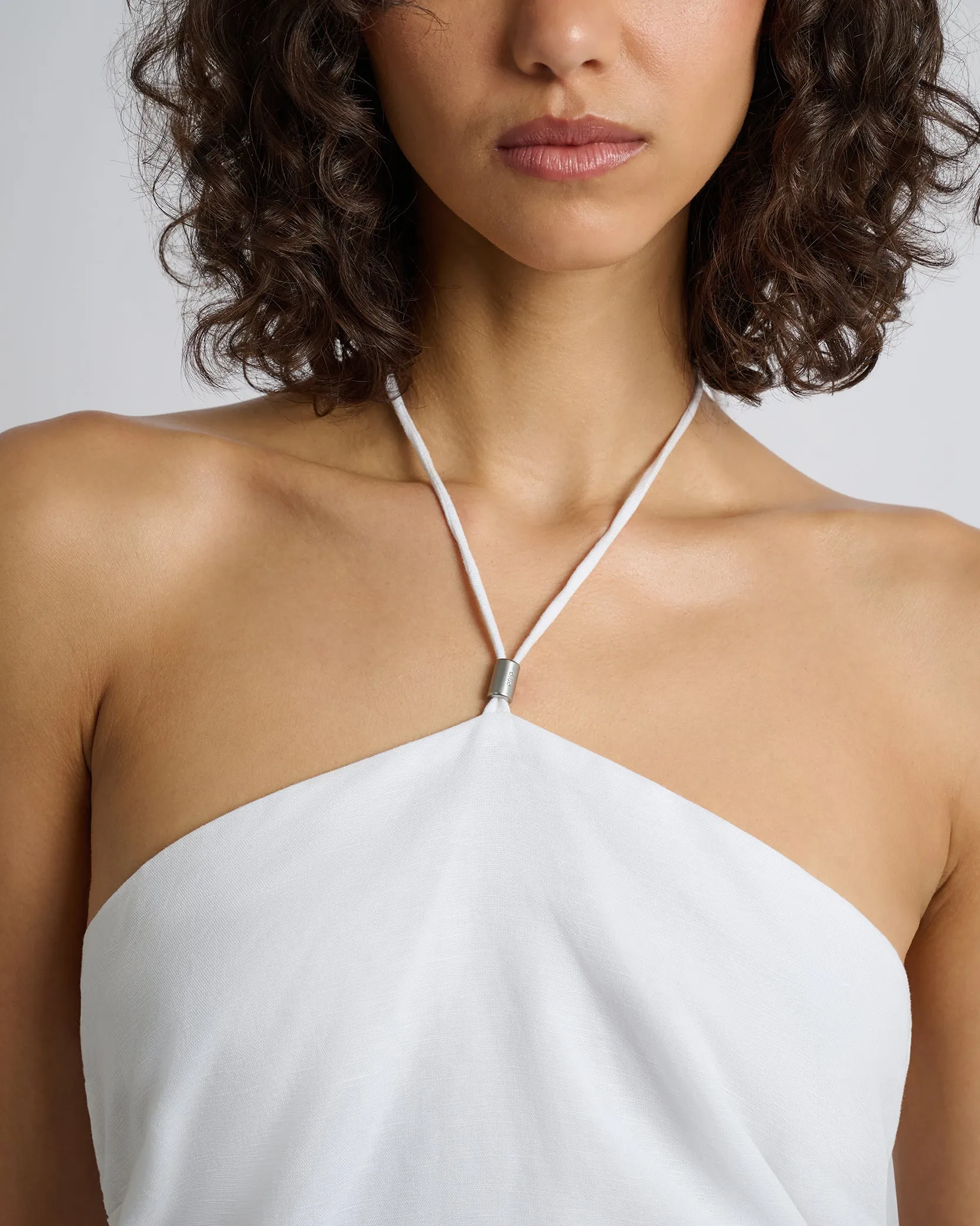 Air Linen Ruched Halter Dress