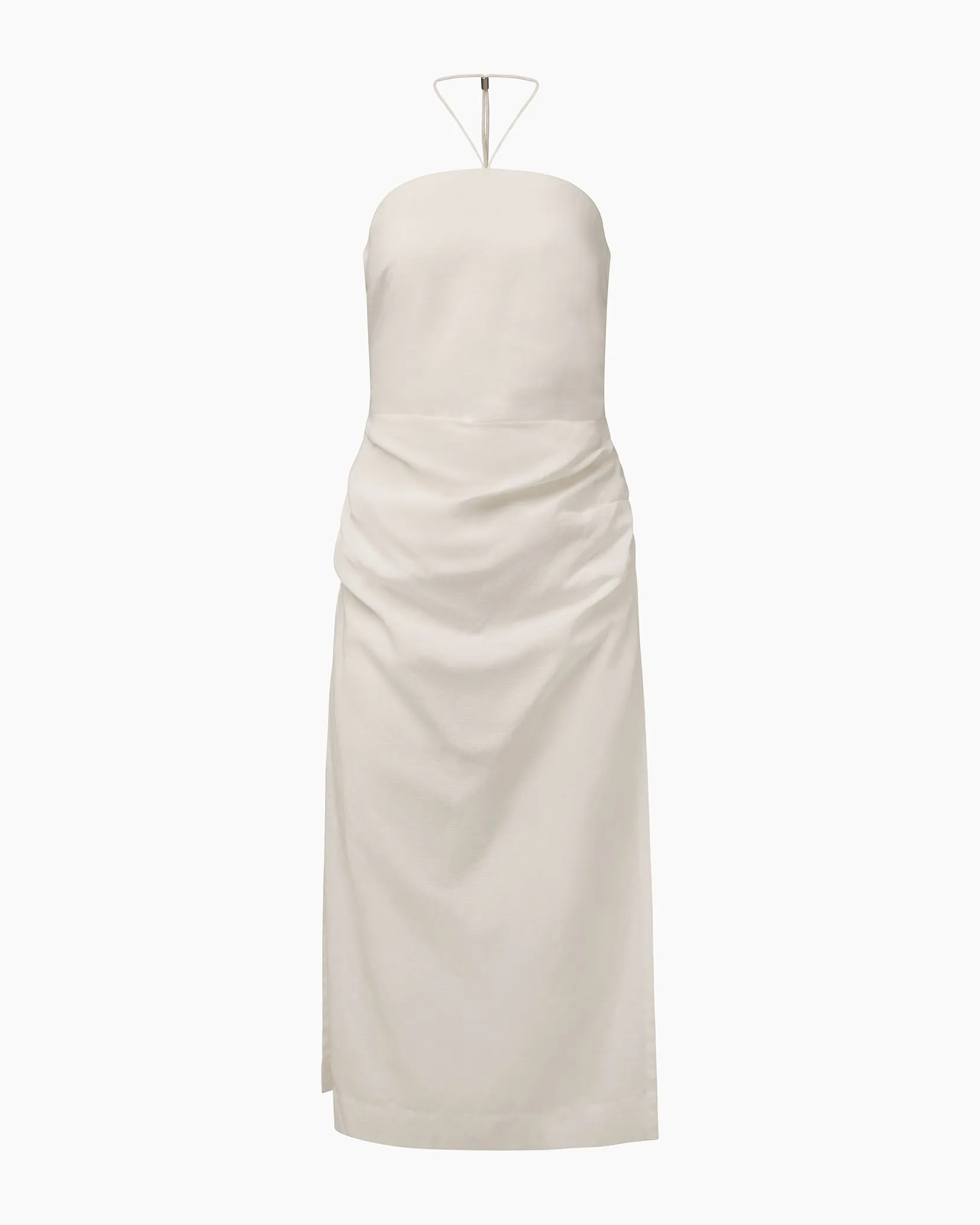 Air Linen Ruched Halter Dress