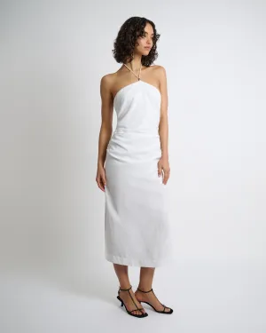 Air Linen Ruched Halter Dress