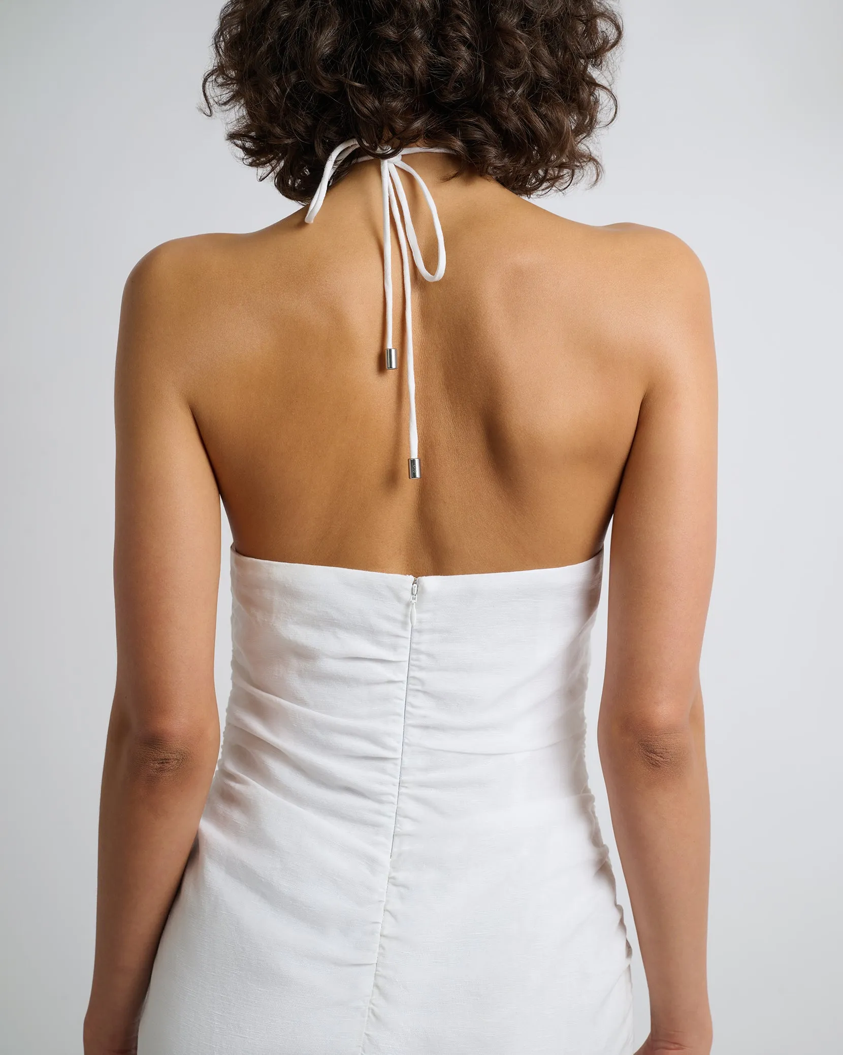 Air Linen Ruched Halter Dress