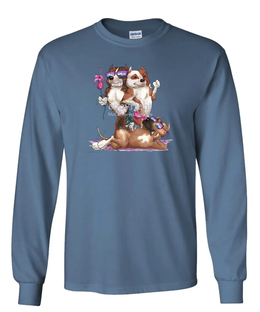 American Staffordshire Terrier - Group Trio - Caricature - Long Sleeve T-Shirt