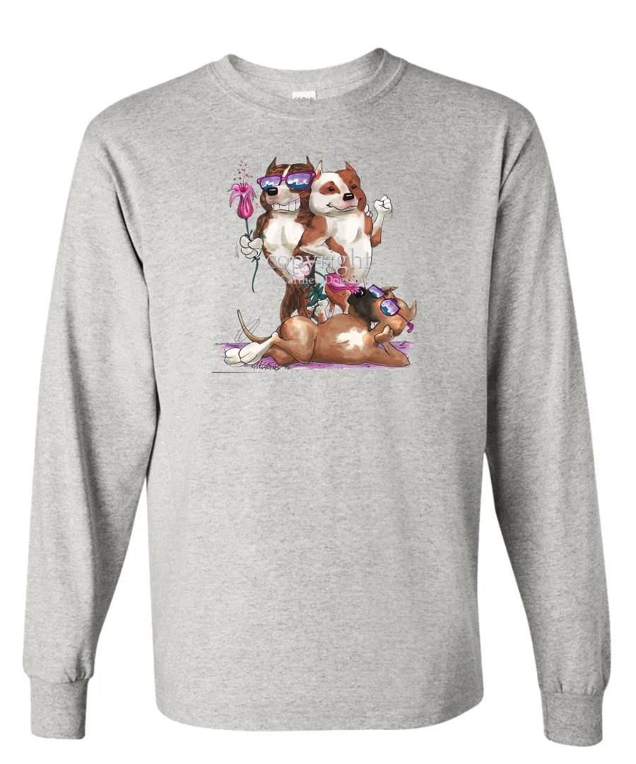 American Staffordshire Terrier - Group Trio - Caricature - Long Sleeve T-Shirt