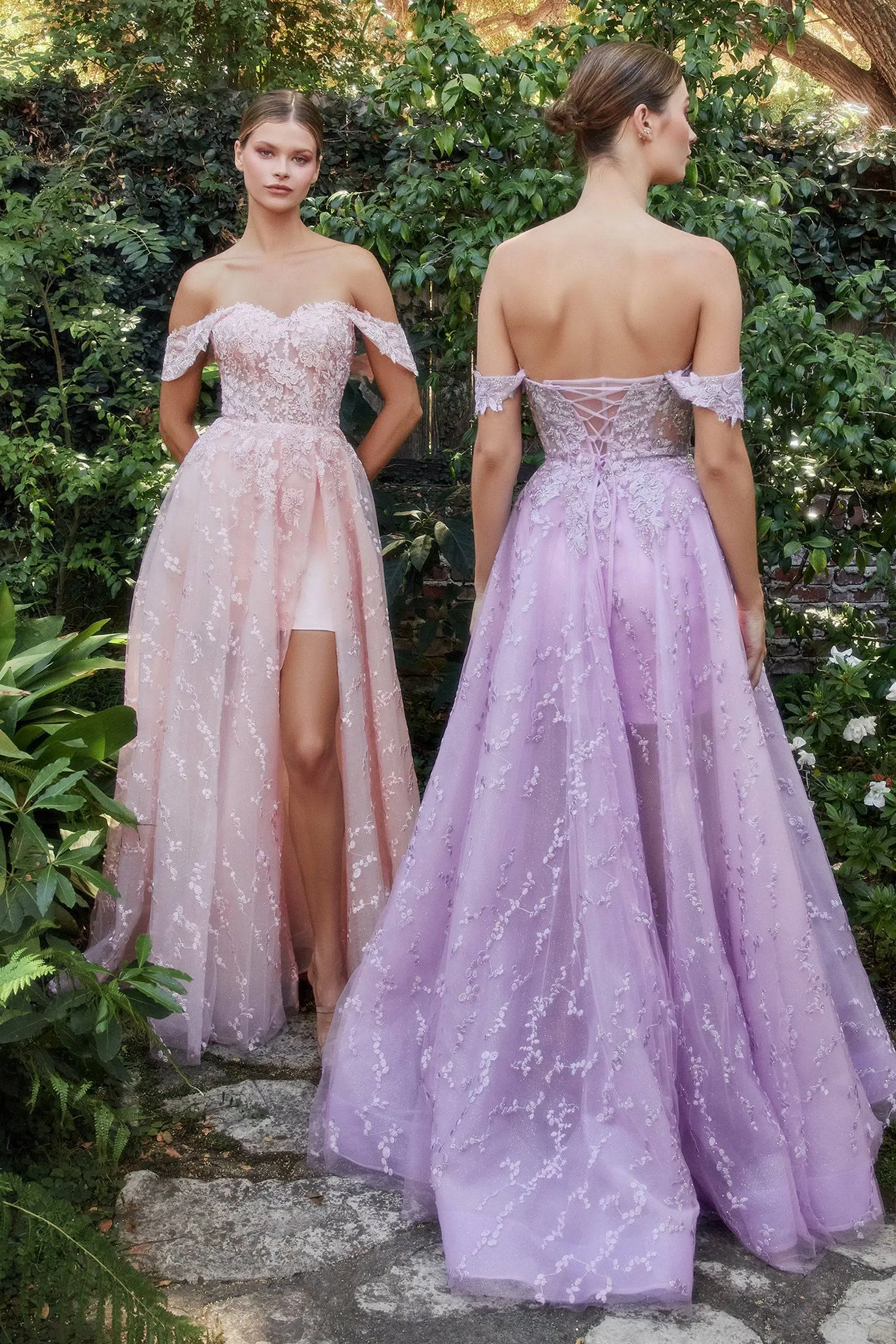 Andrea & Leo A1207 Off Shoulder Bouquet Lace Gown & Skirt