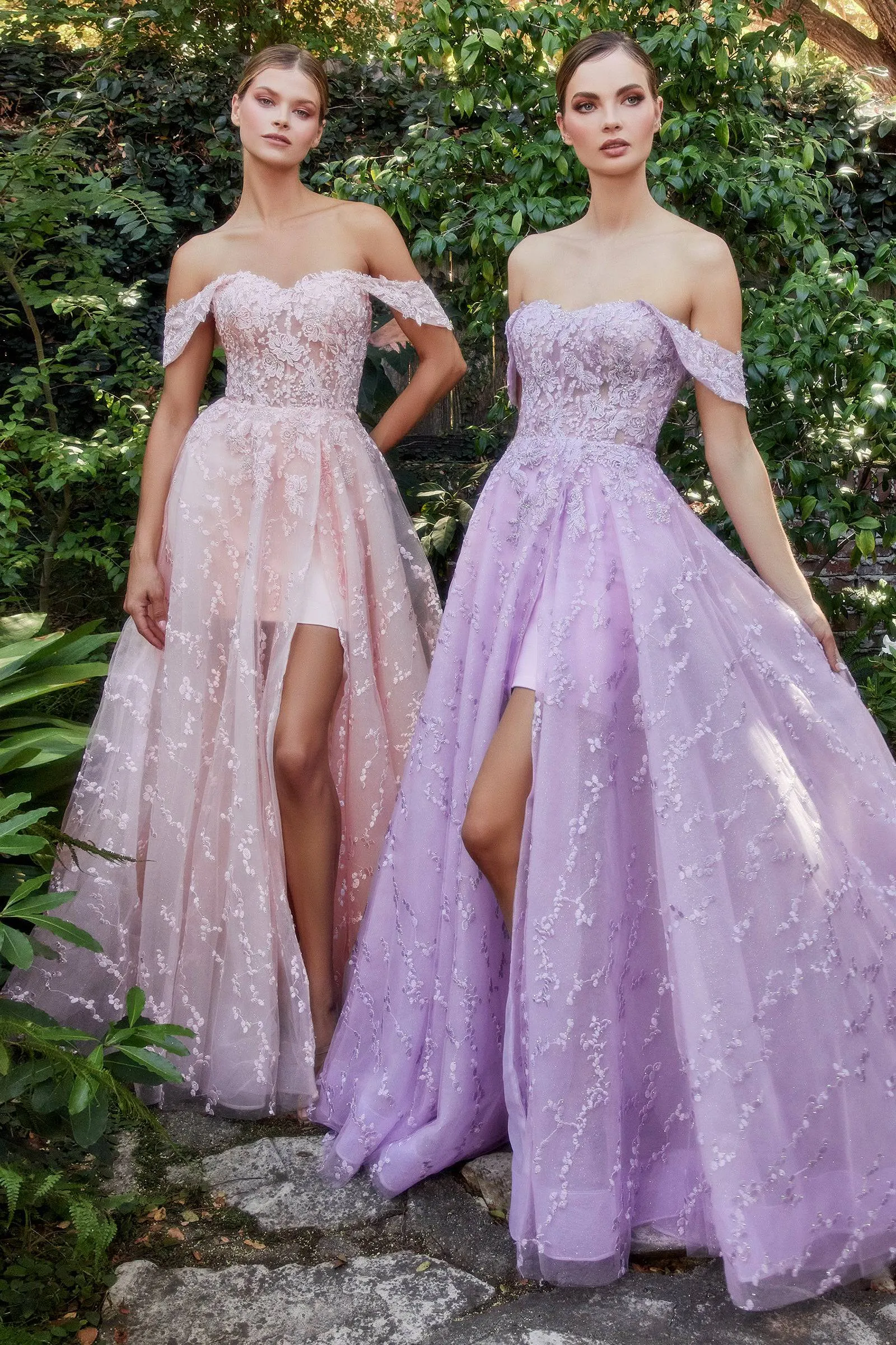 Andrea & Leo A1207 Off Shoulder Bouquet Lace Gown & Skirt
