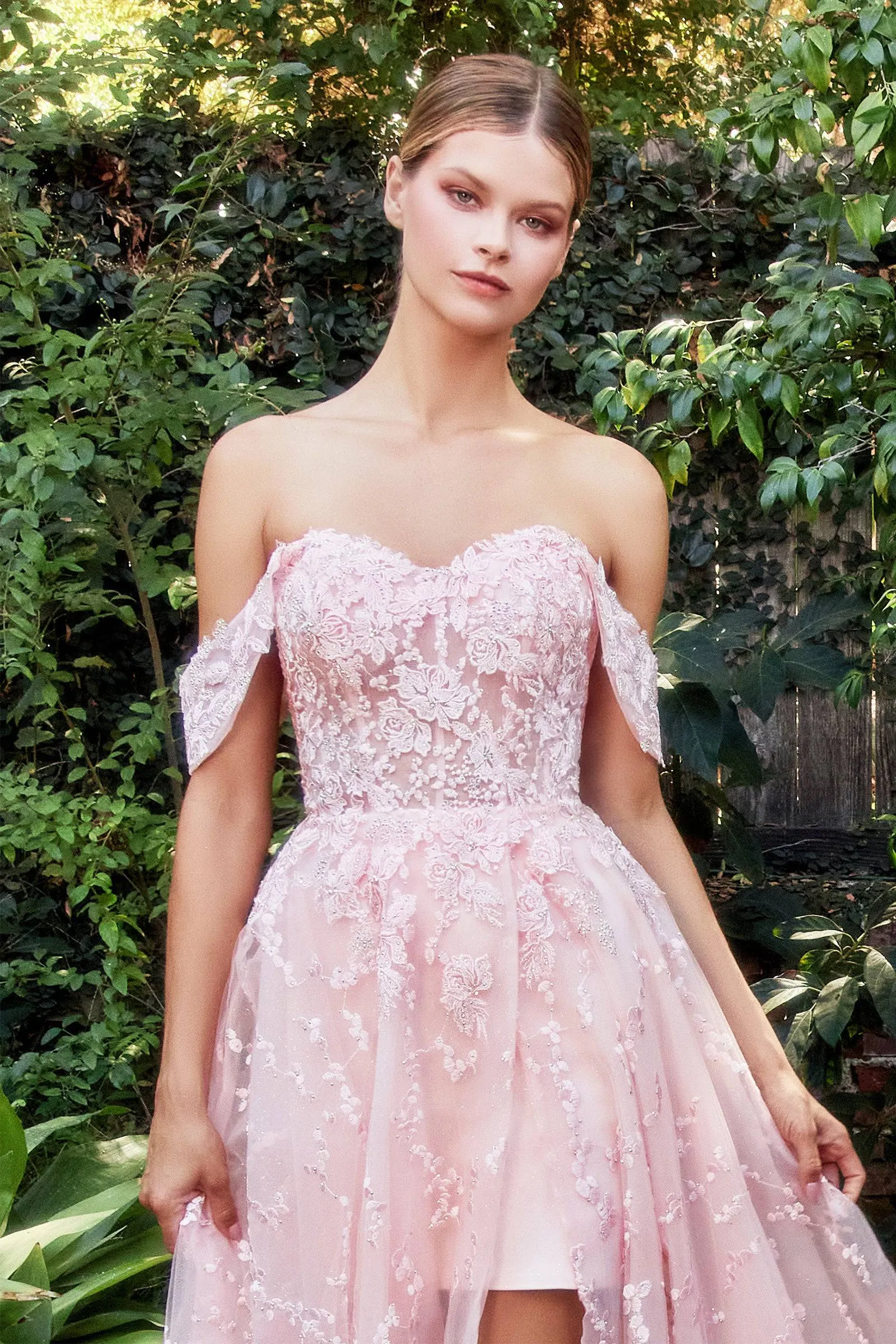 Andrea & Leo A1207 Off Shoulder Bouquet Lace Gown & Skirt