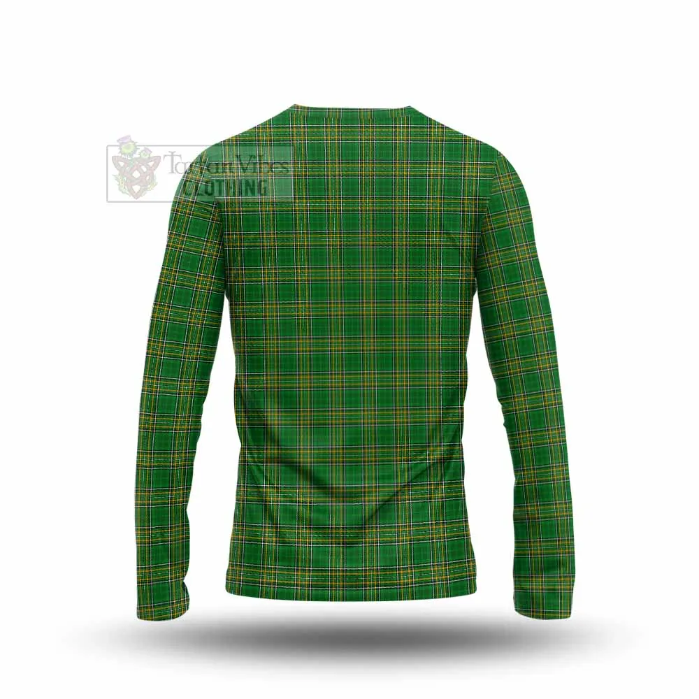 Atkins Irish Clan Tartan Long Sleeve T-Shirt with Coat of Arms