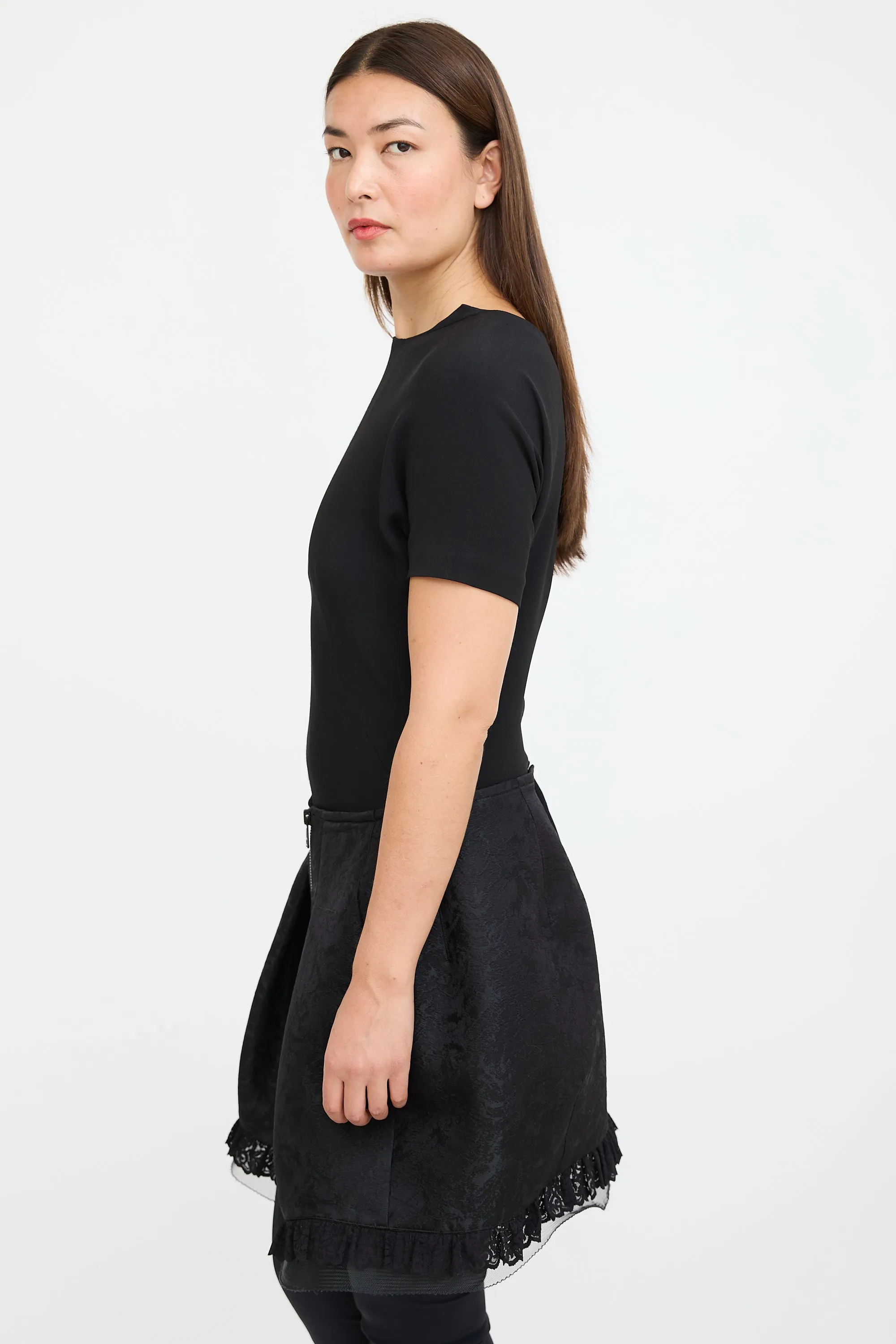 Black Ruffled Lace Dress