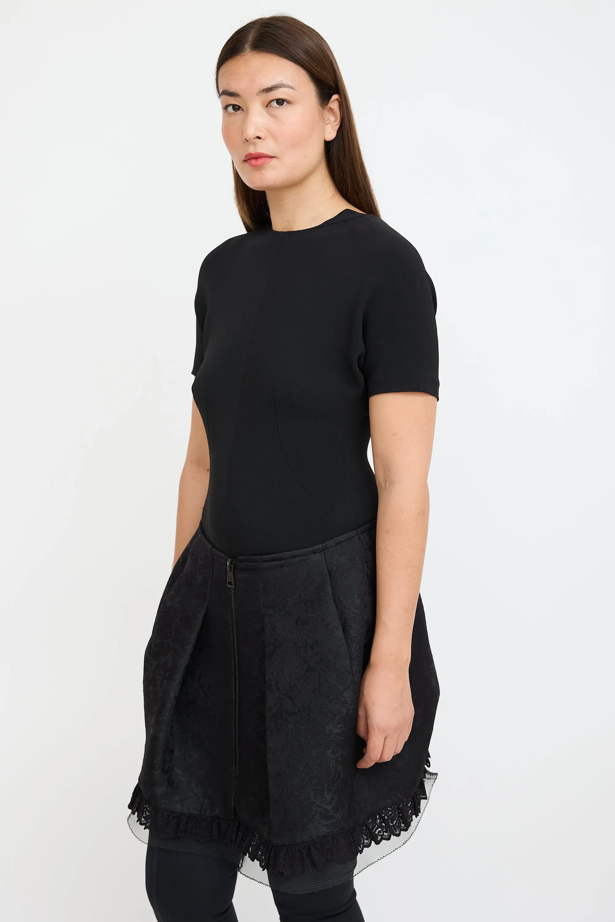 Black Ruffled Lace Dress