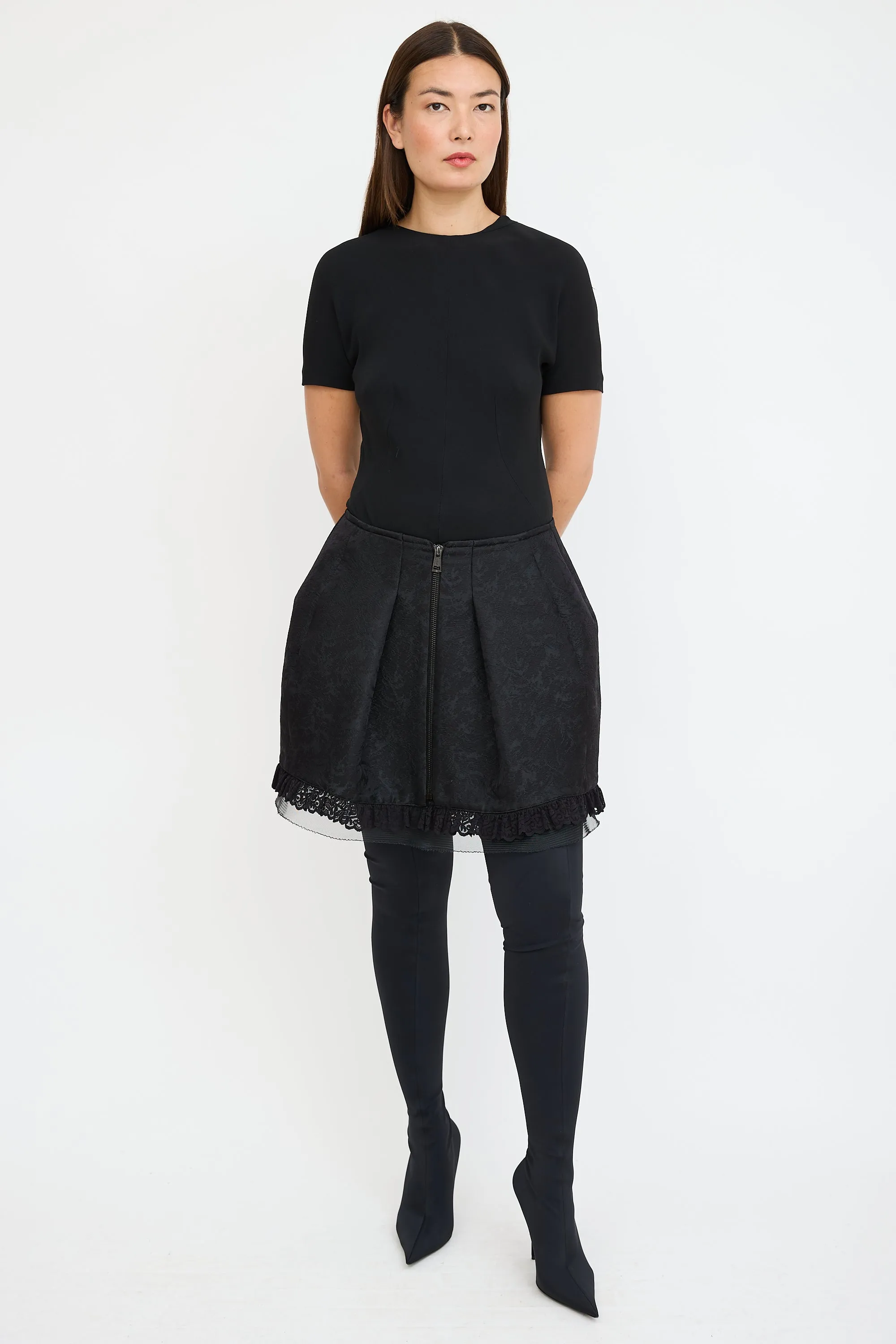 Black Ruffled Lace Dress