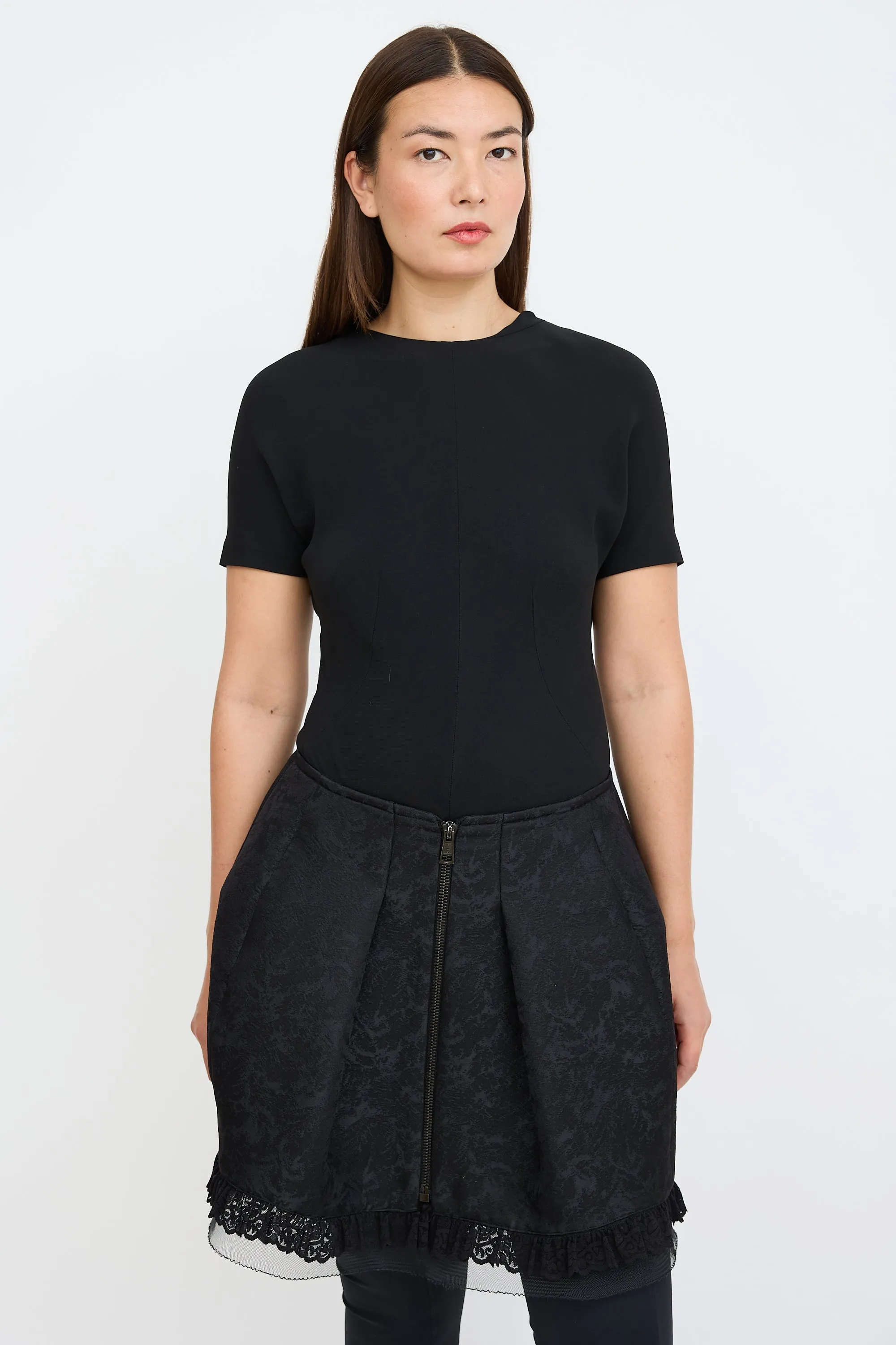 Black Ruffled Lace Dress