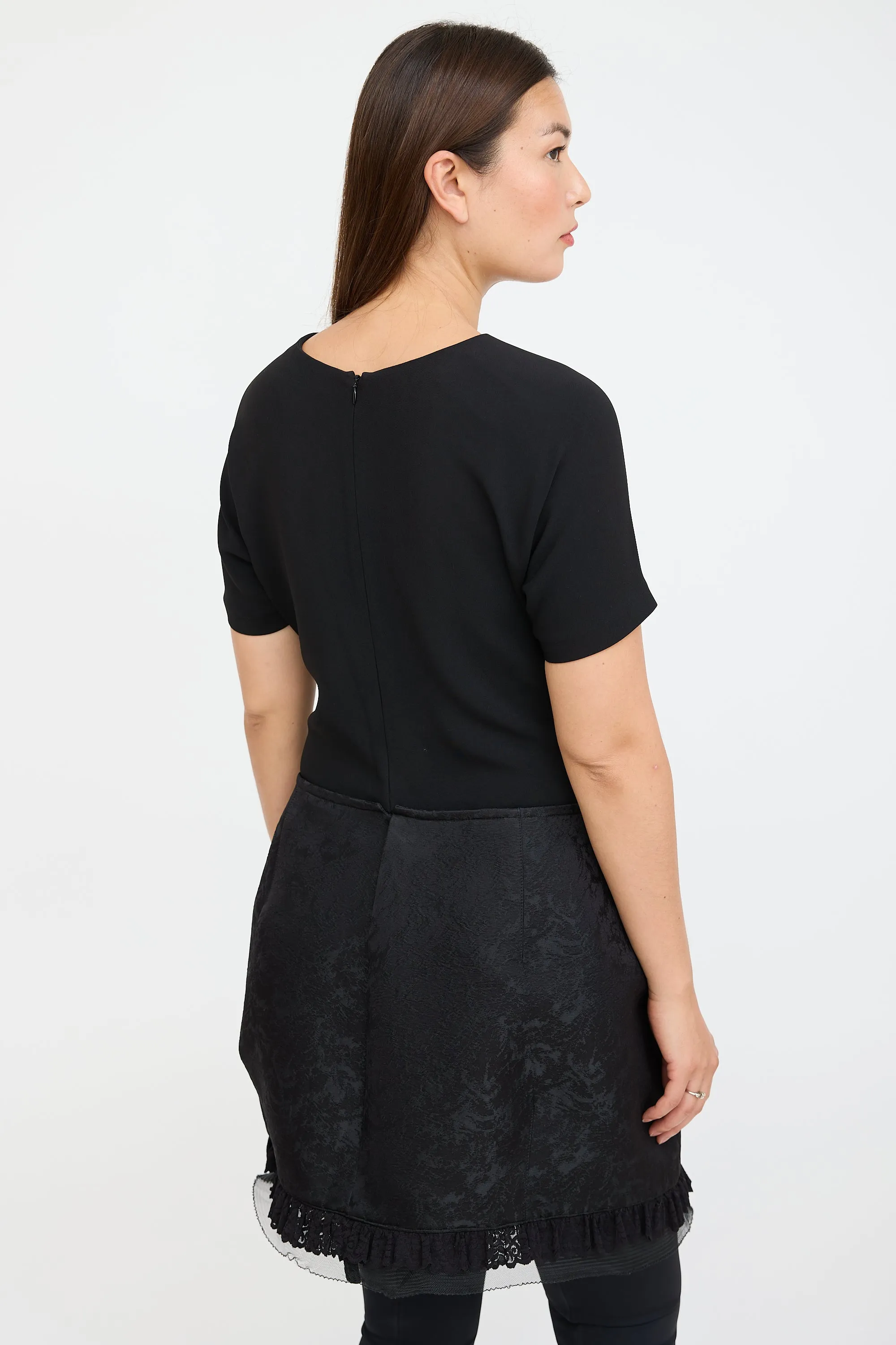Black Ruffled Lace Dress