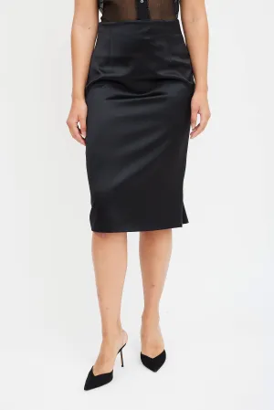 Black Silk Ruffled Skirt