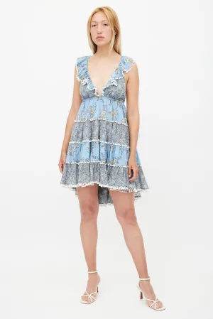 Blue Caravan Tiered Printed Dress
