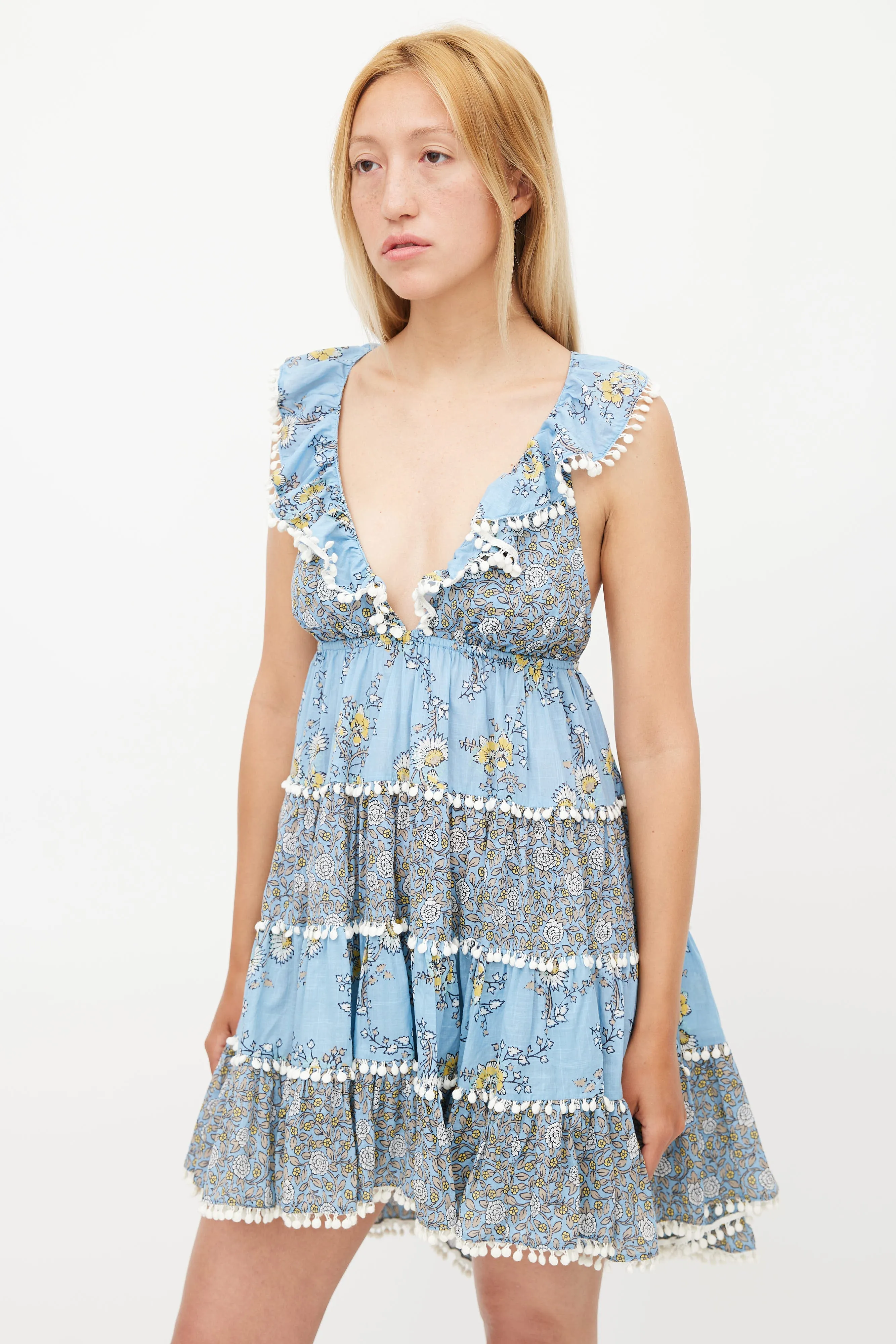 Blue Caravan Tiered Printed Dress