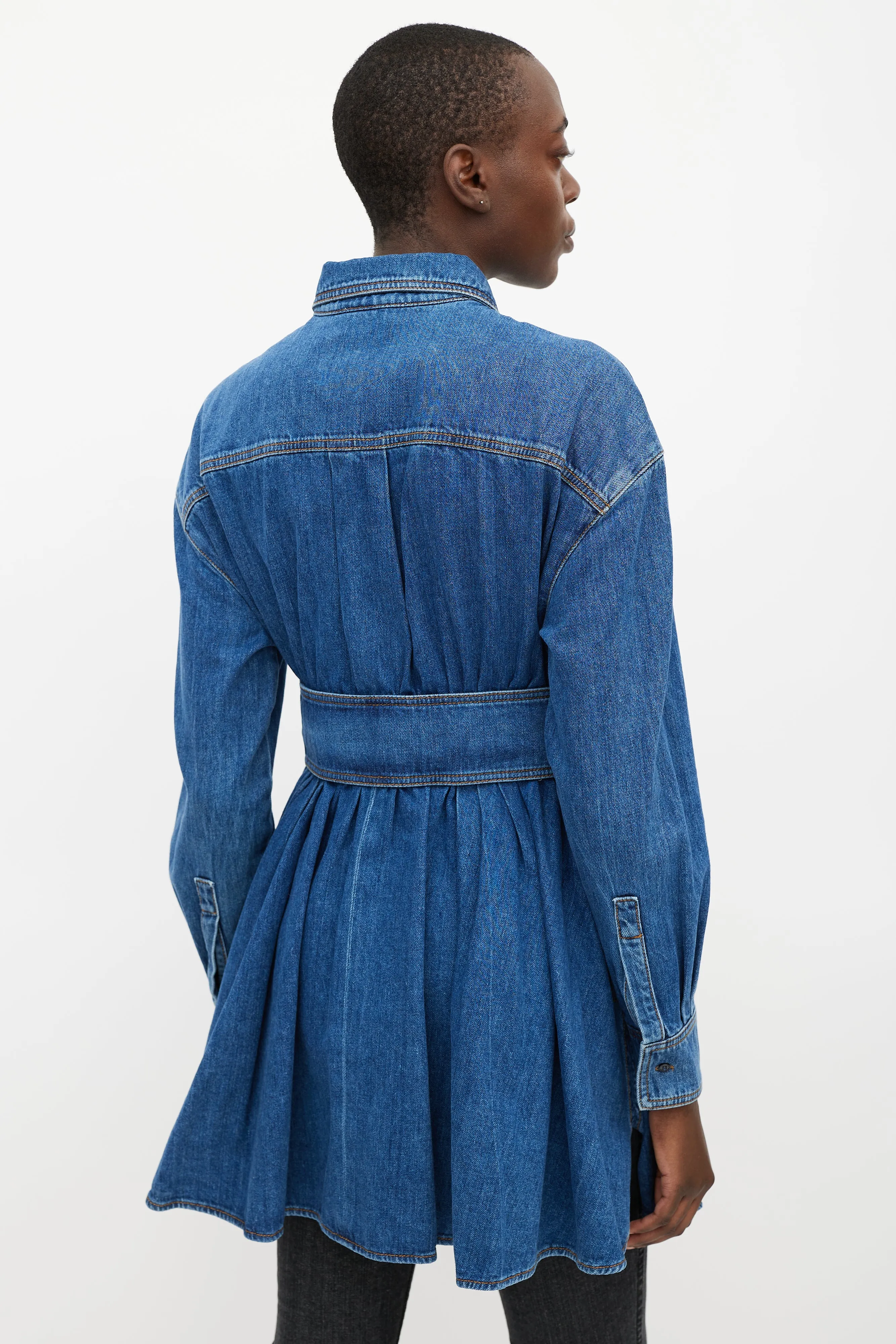 Blue Ruffled Denim Dress
