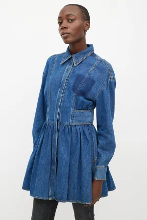 Blue Ruffled Denim Dress