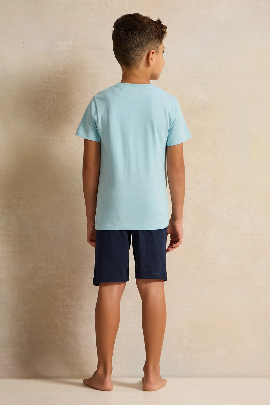 Boys Blue And Navy Printed Pyjama Set (2 Piece)
