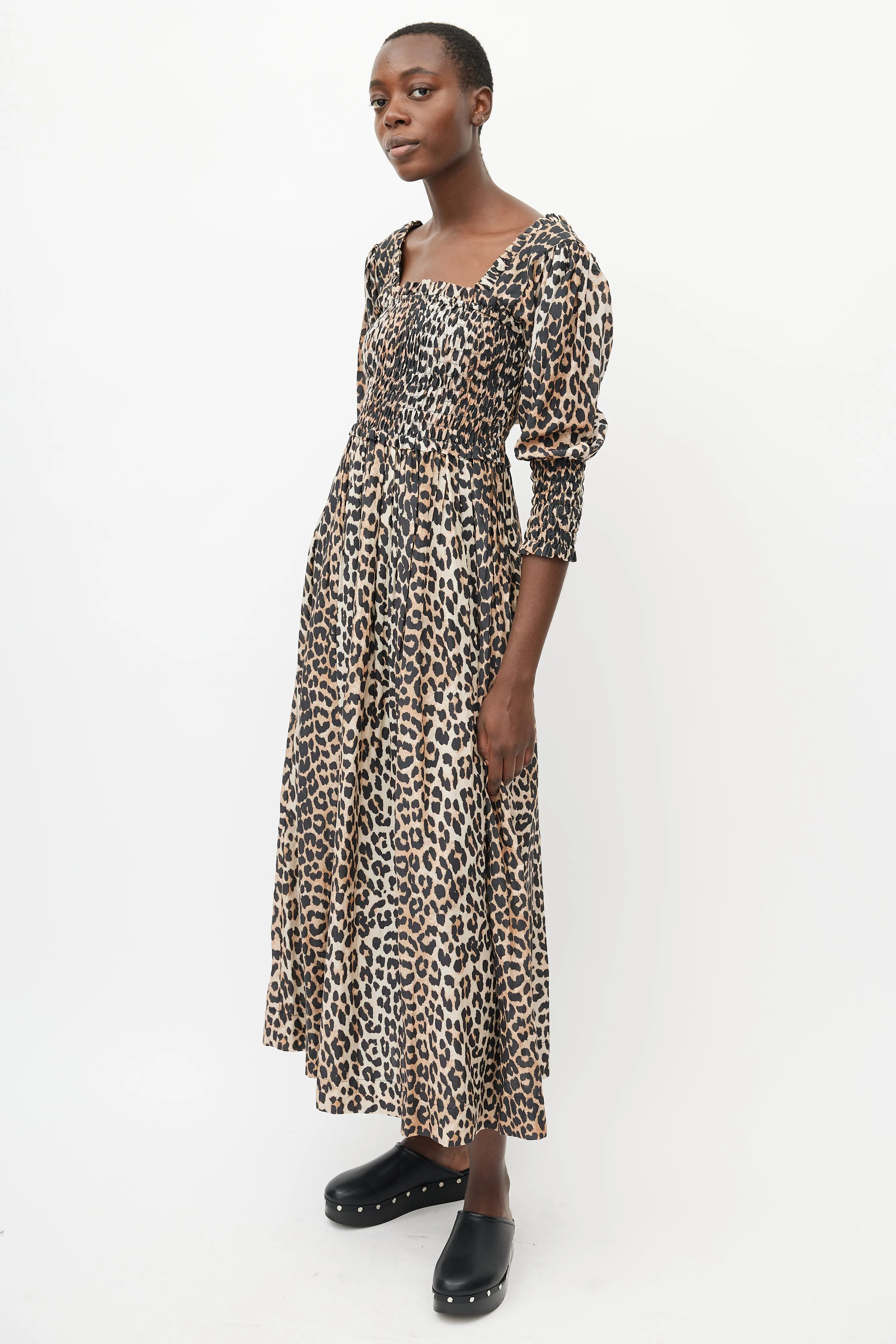 Brown & Black Smocked Dress