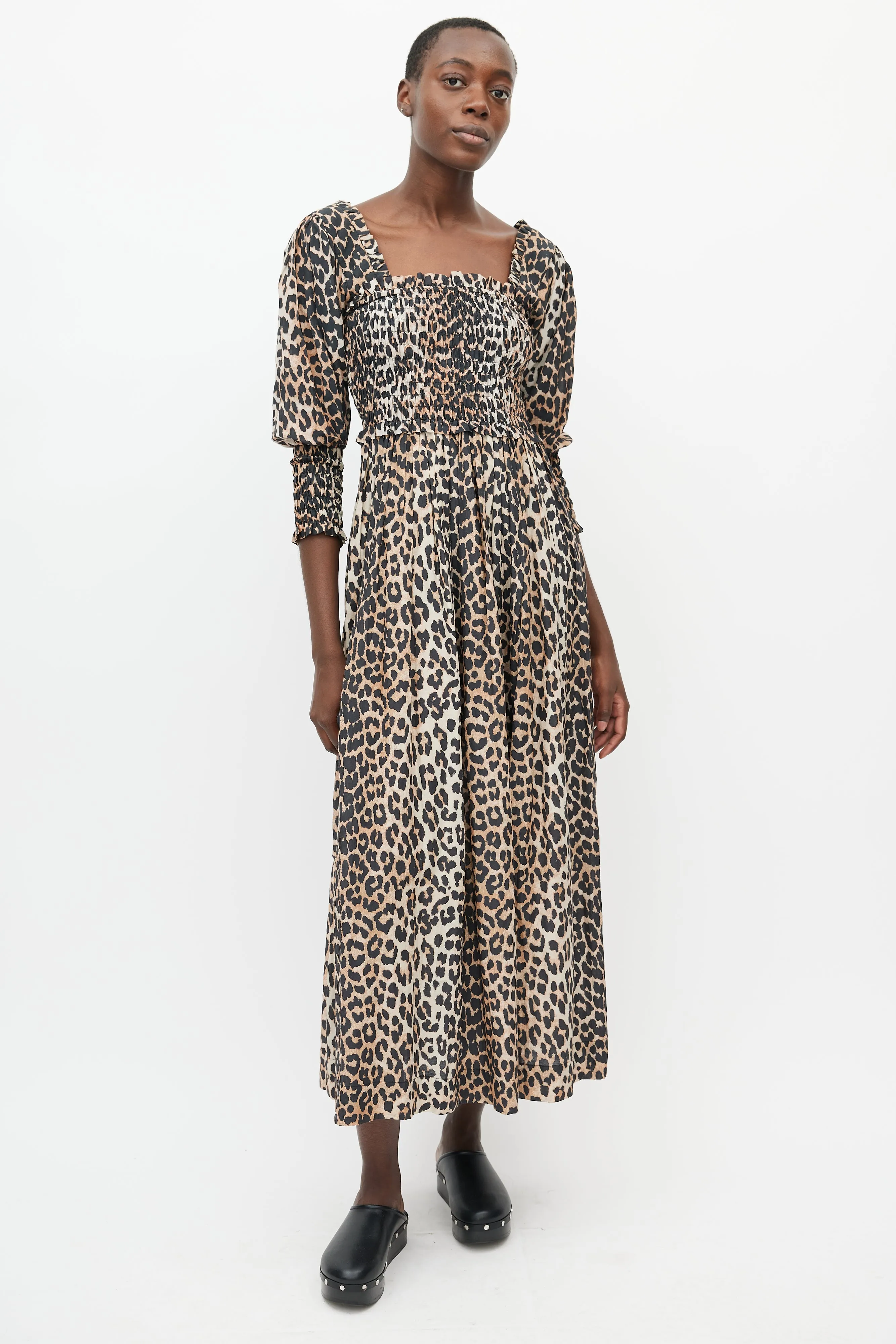 Brown & Black Smocked Dress