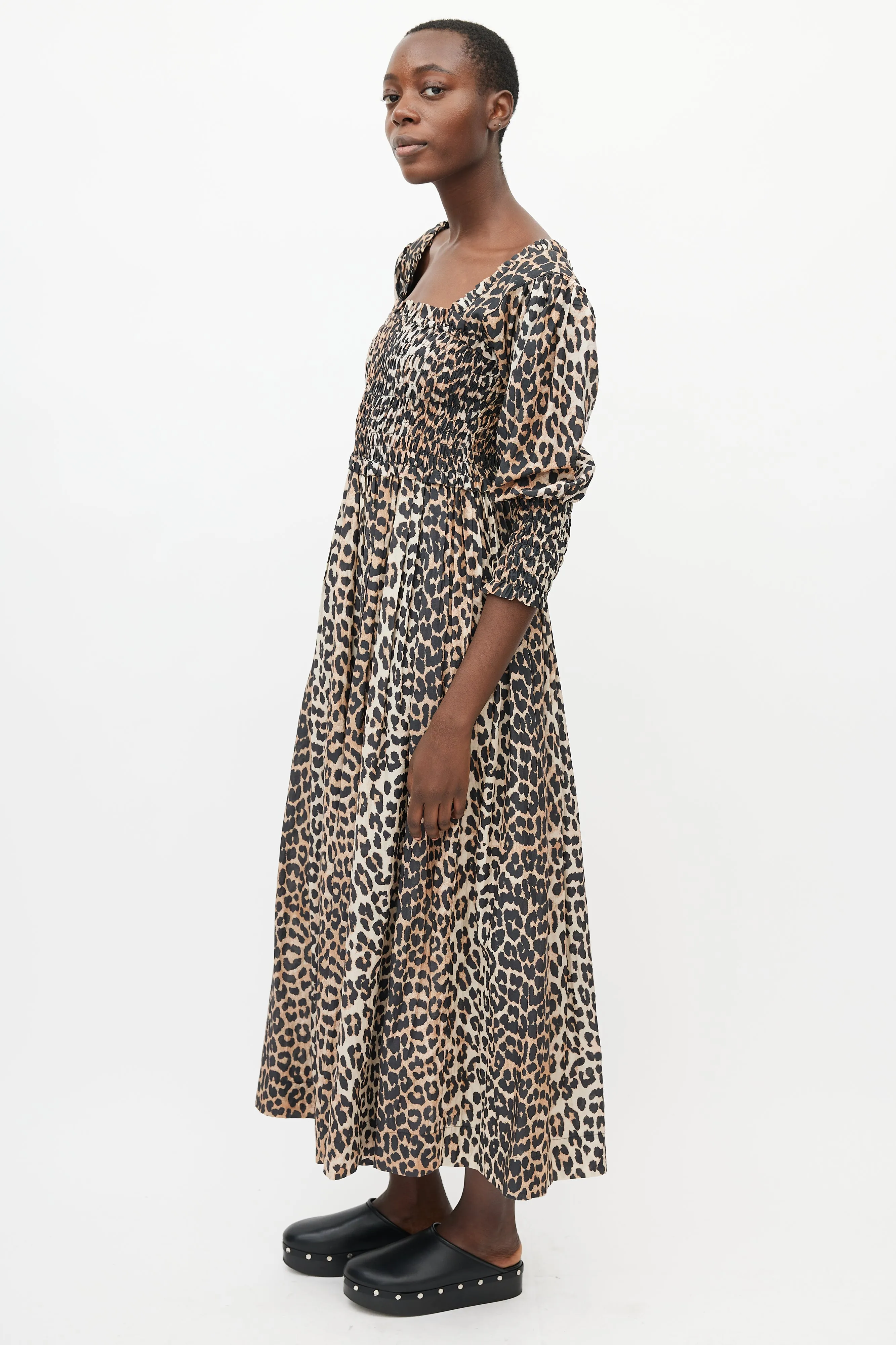 Brown & Black Smocked Dress