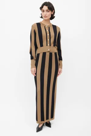 Brown & Black Striped Knit Co-Ord Set