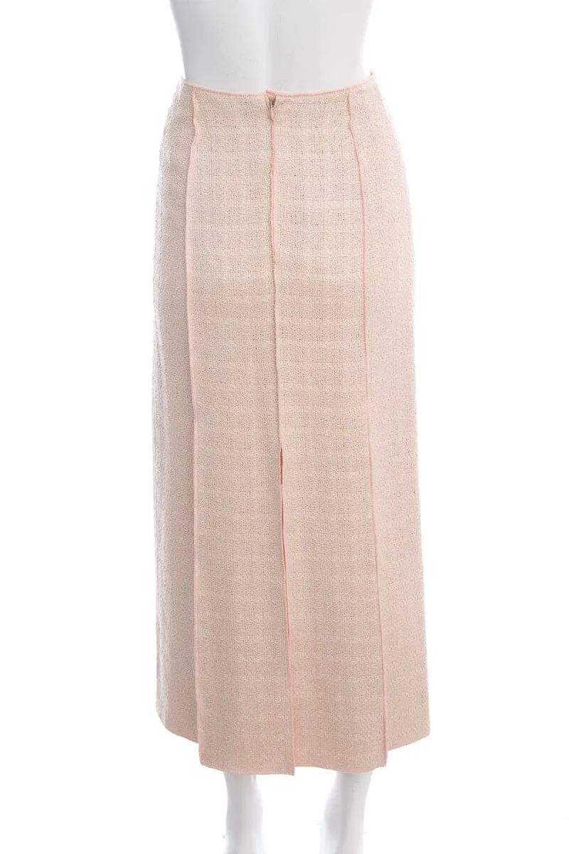 Chanel 1999 Pink Woven Linen Maxi Skirt SZ 36
