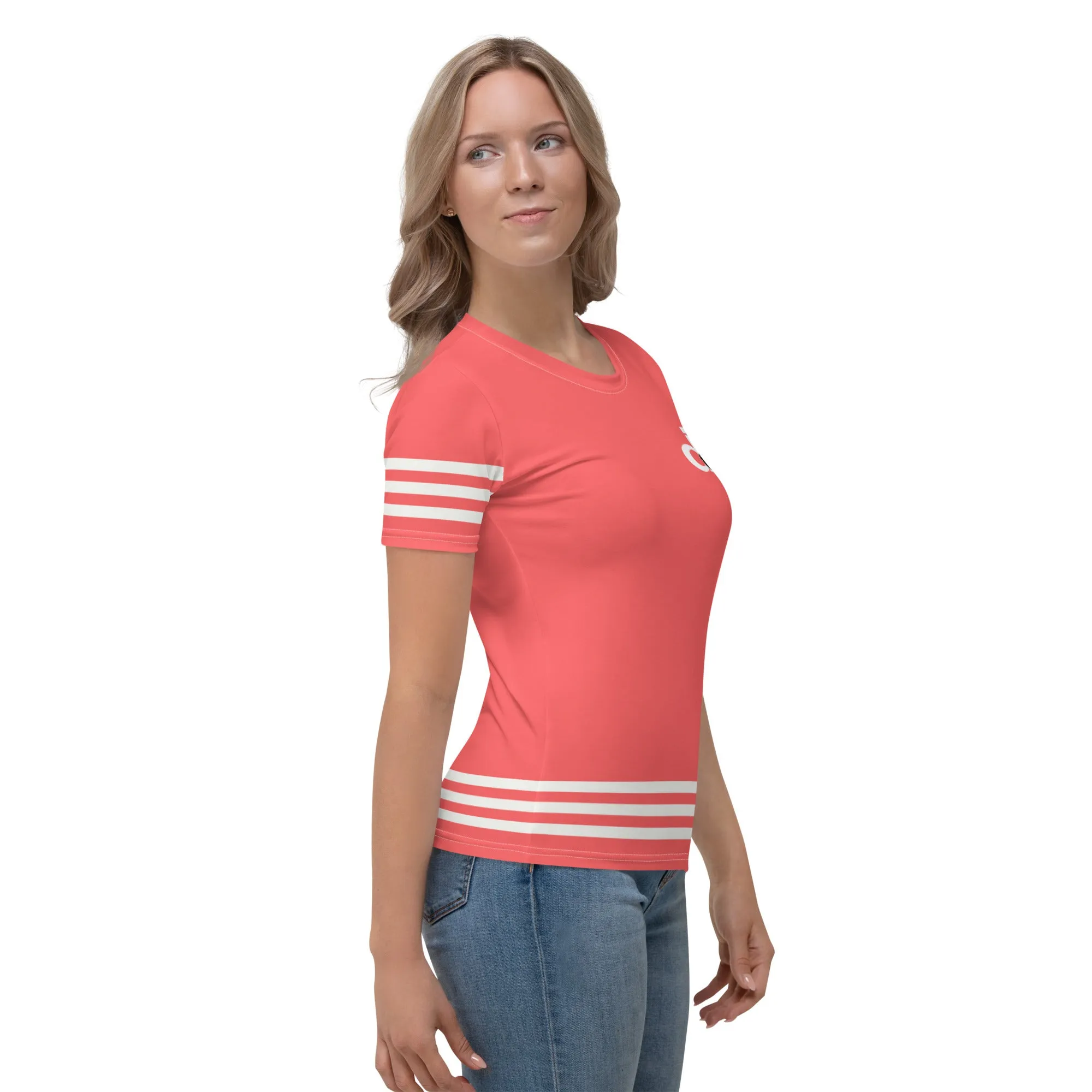 Descendants of the Island Coral White Stripes Women's T-shirt