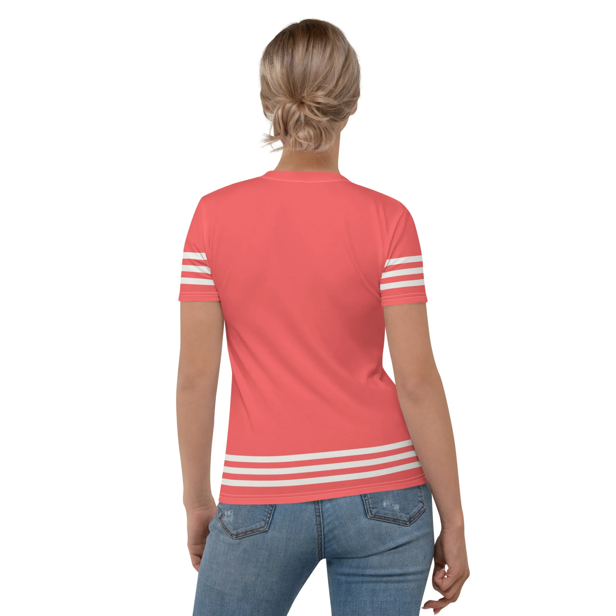 Descendants of the Island Coral White Stripes Women's T-shirt