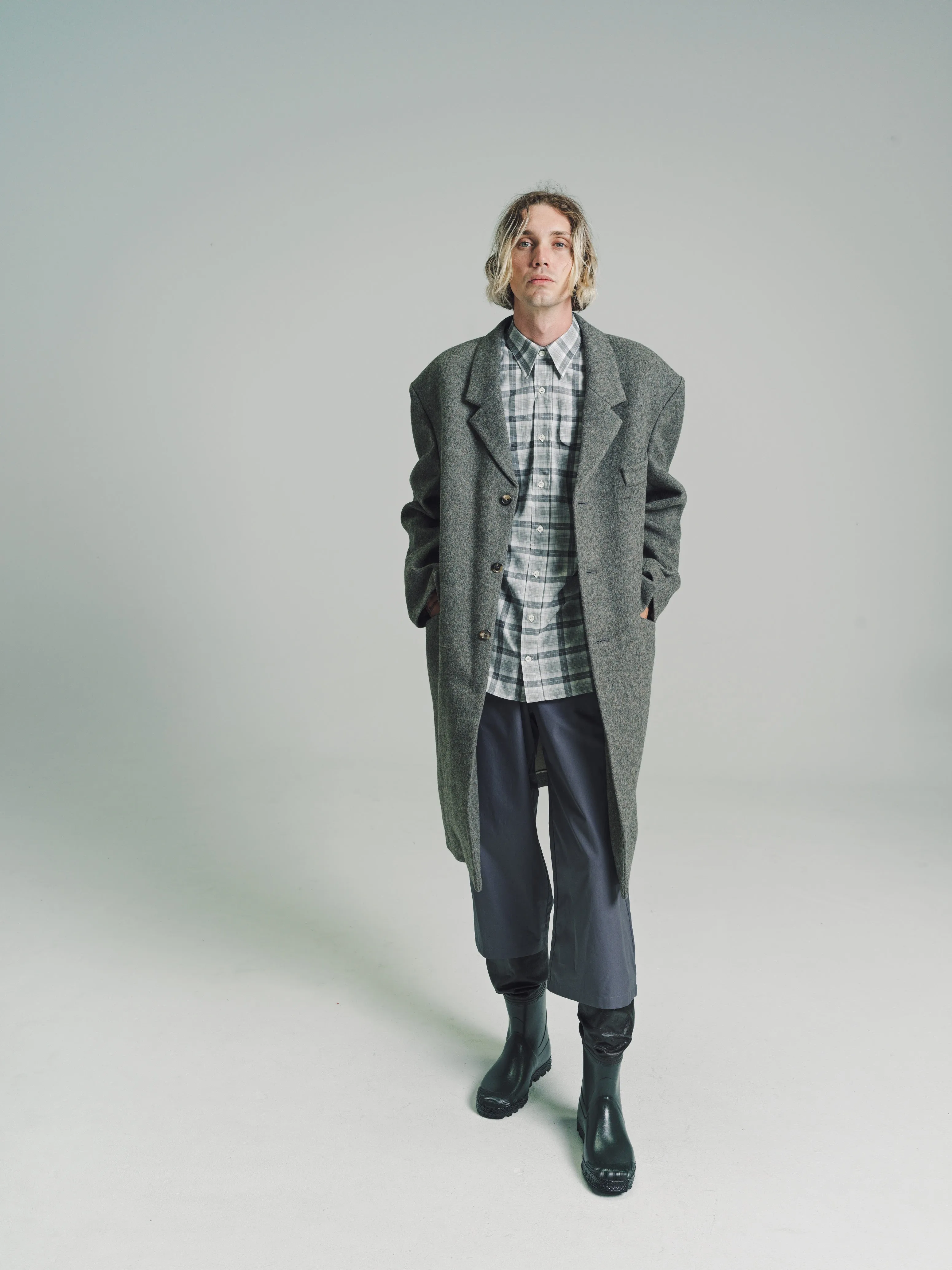 Fine Check Double Pocket Long Sleeve Shirt