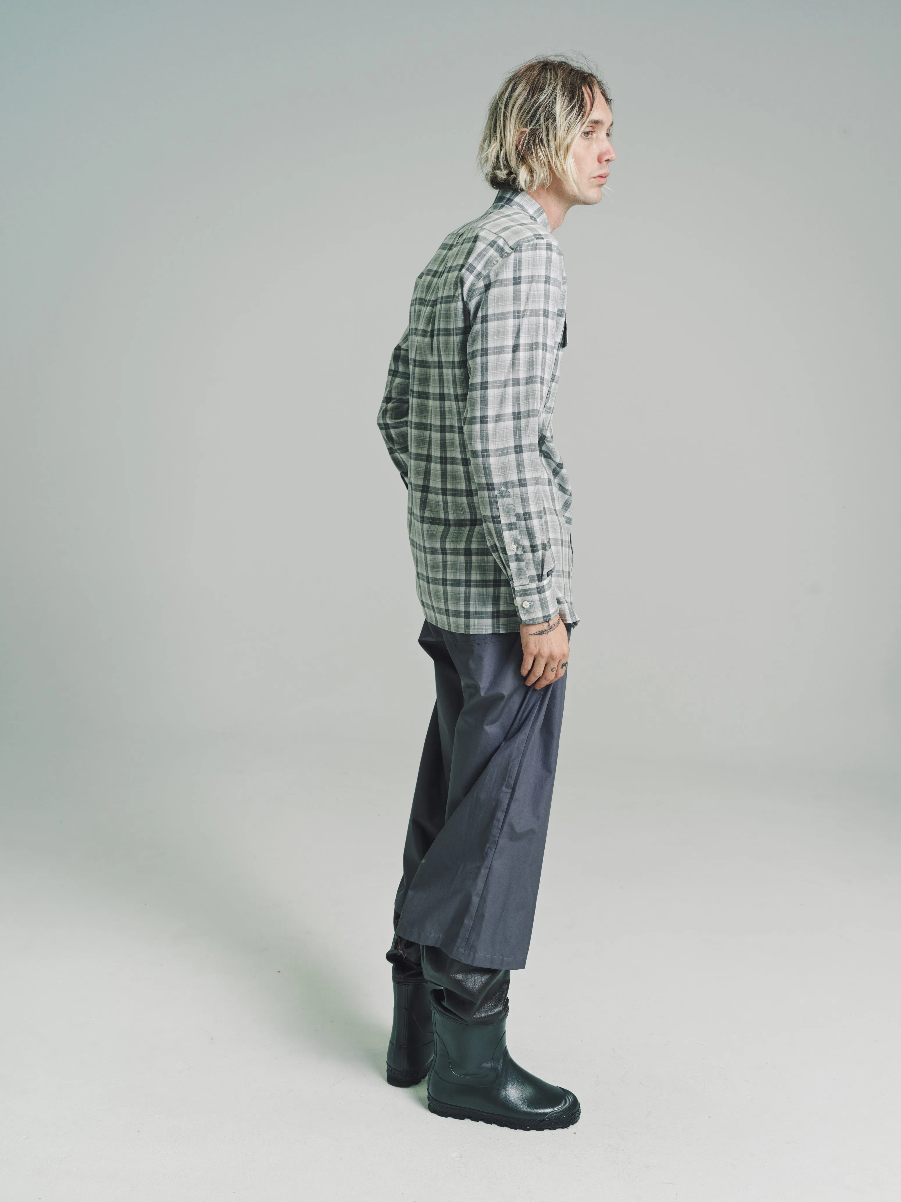 Fine Check Double Pocket Long Sleeve Shirt