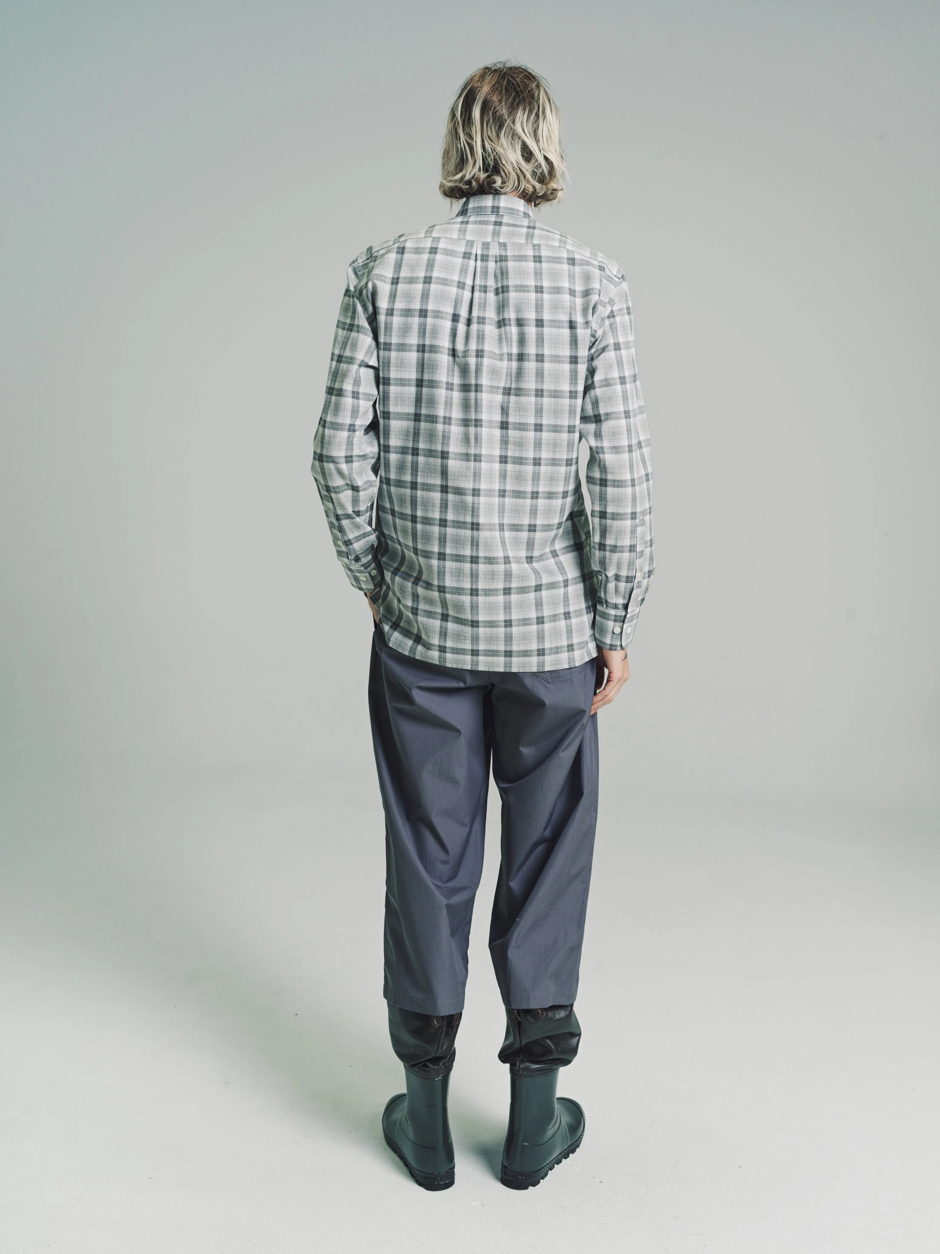 Fine Check Double Pocket Long Sleeve Shirt