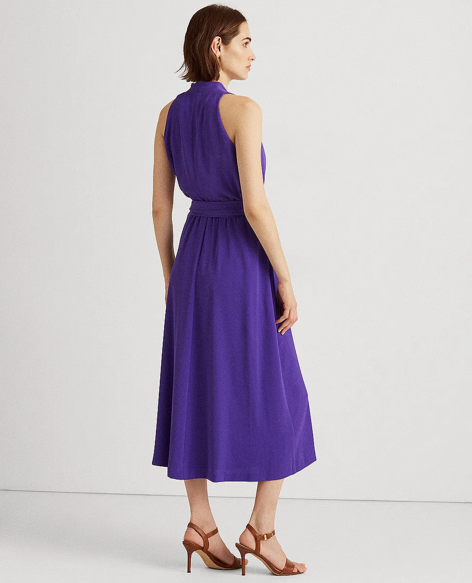 Georgette Halter Dress In Purple