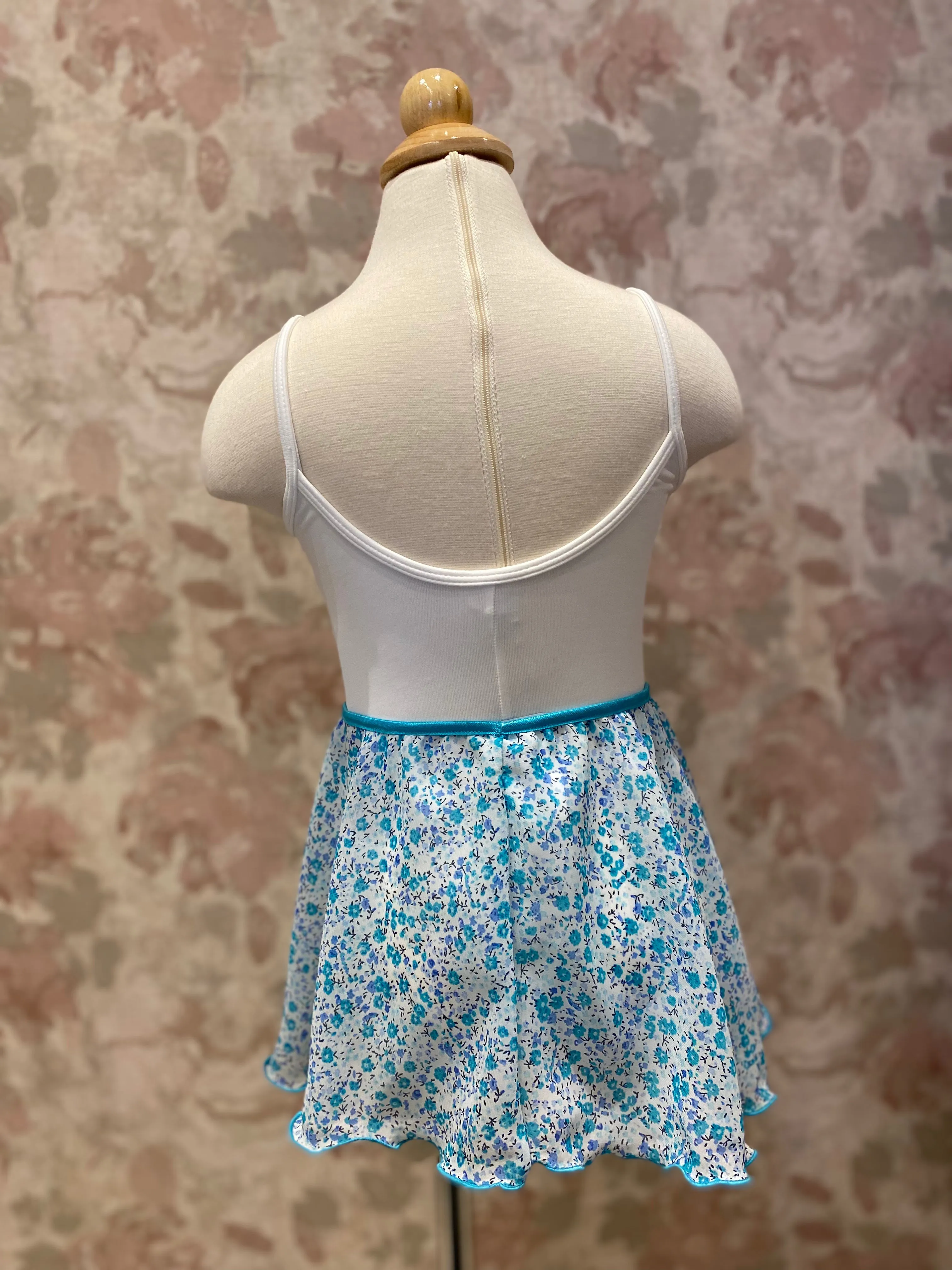 Girls Ditsy Flower Turquoise Pull On Skirt