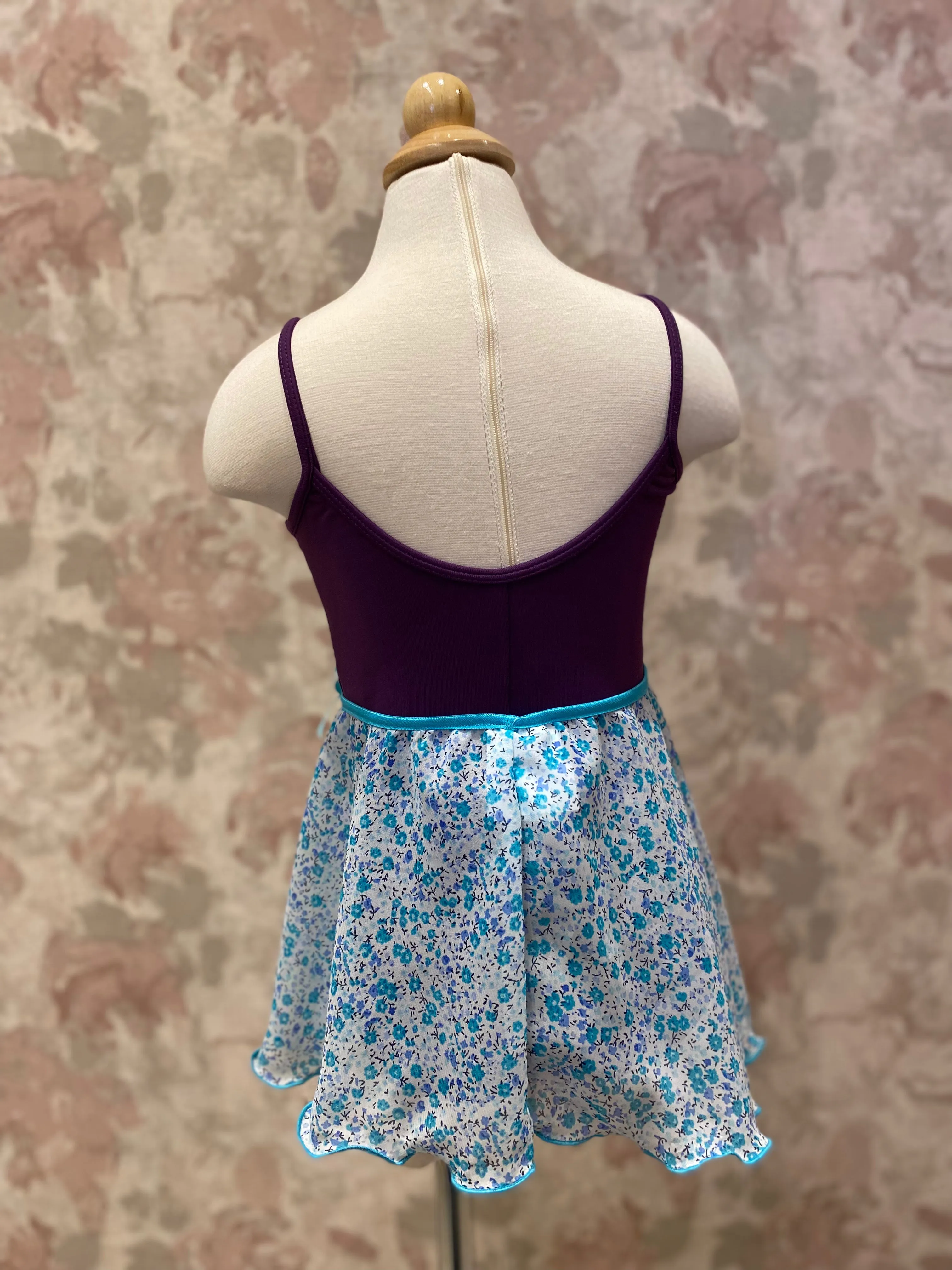 Girls Ditsy Flower Turquoise Pull On Skirt
