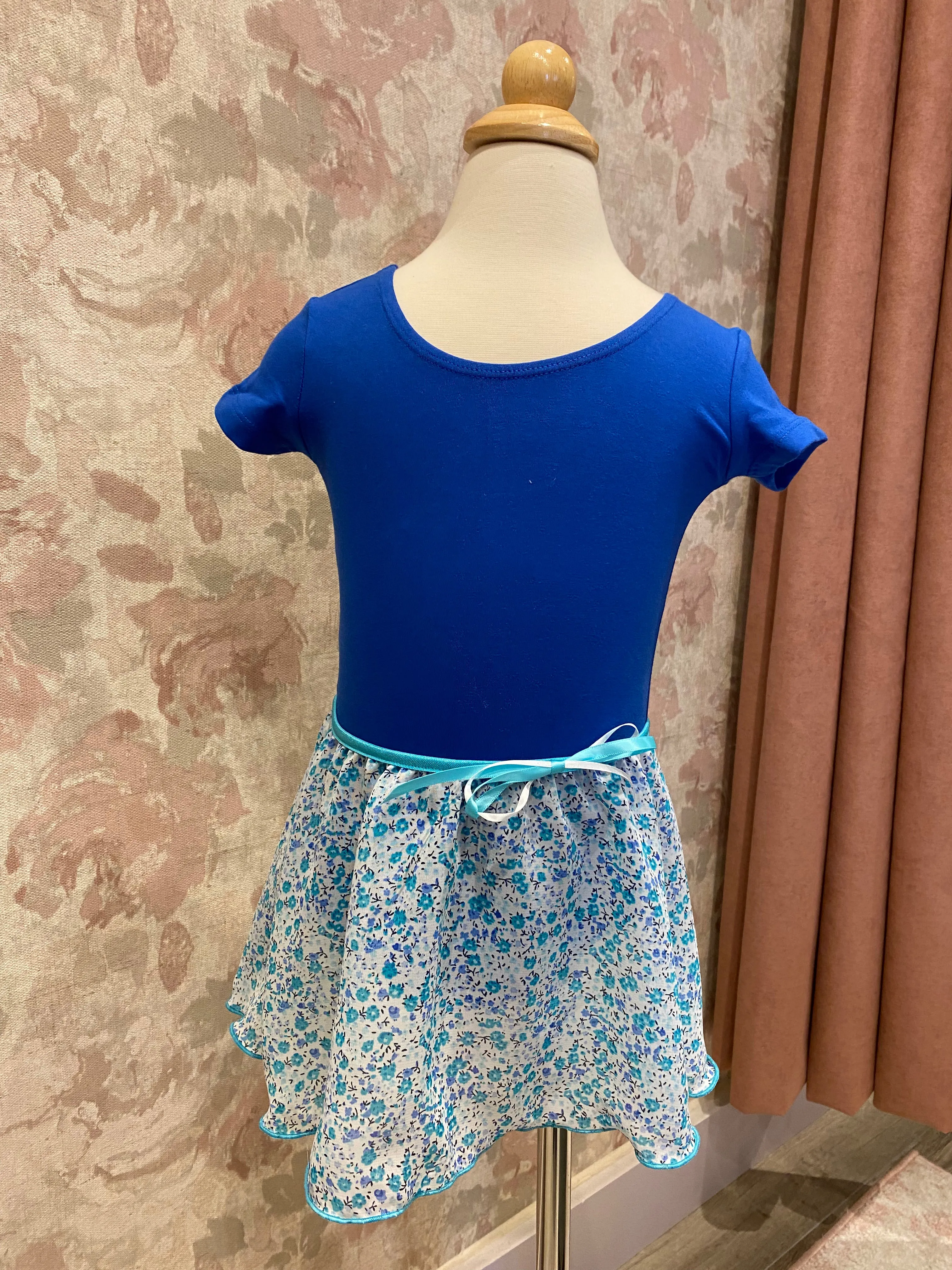 Girls Ditsy Flower Turquoise Pull On Skirt