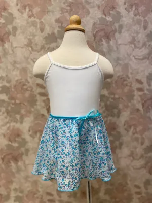 Girls Ditsy Flower Turquoise Pull On Skirt