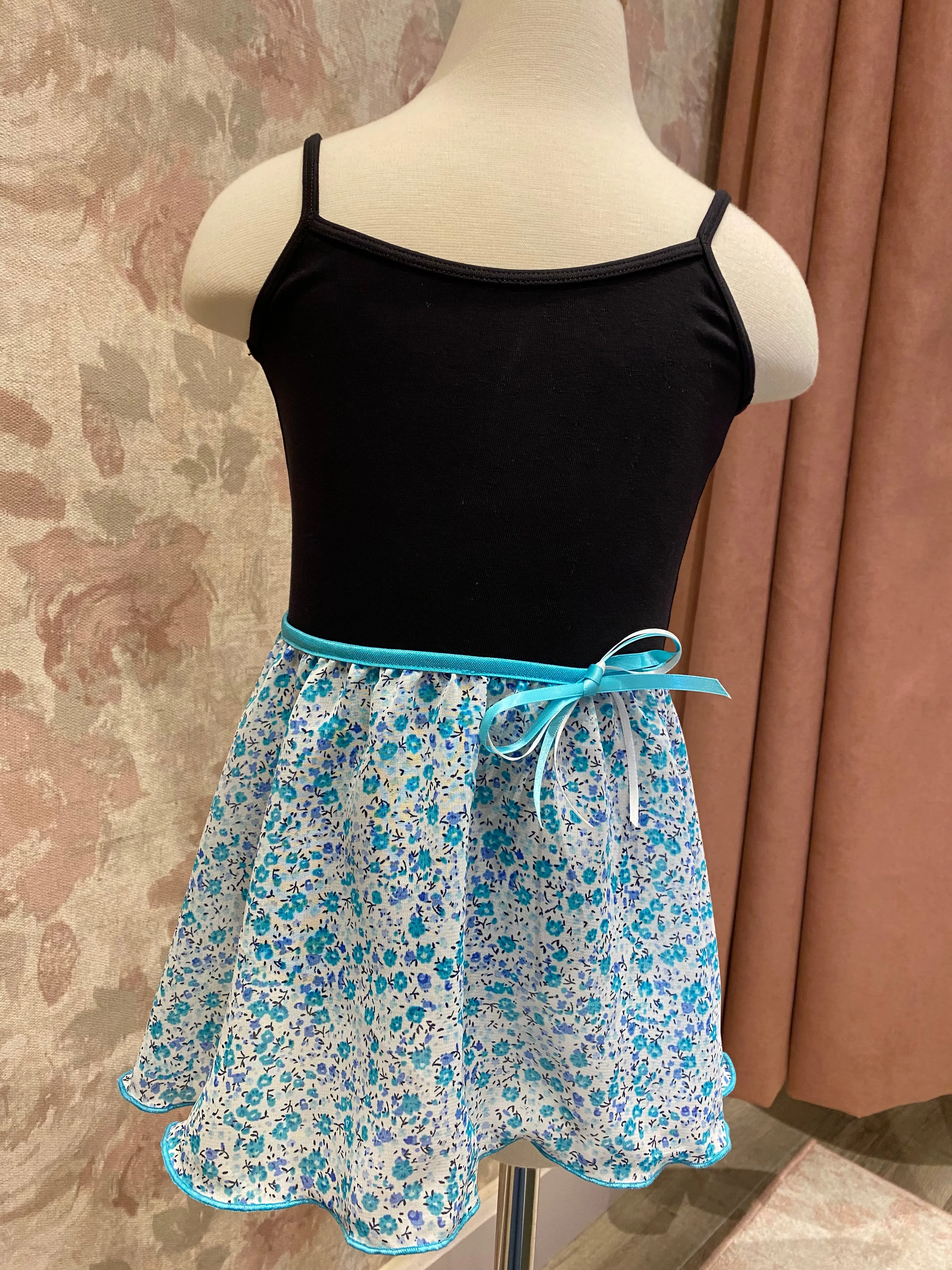 Girls Ditsy Flower Turquoise Pull On Skirt
