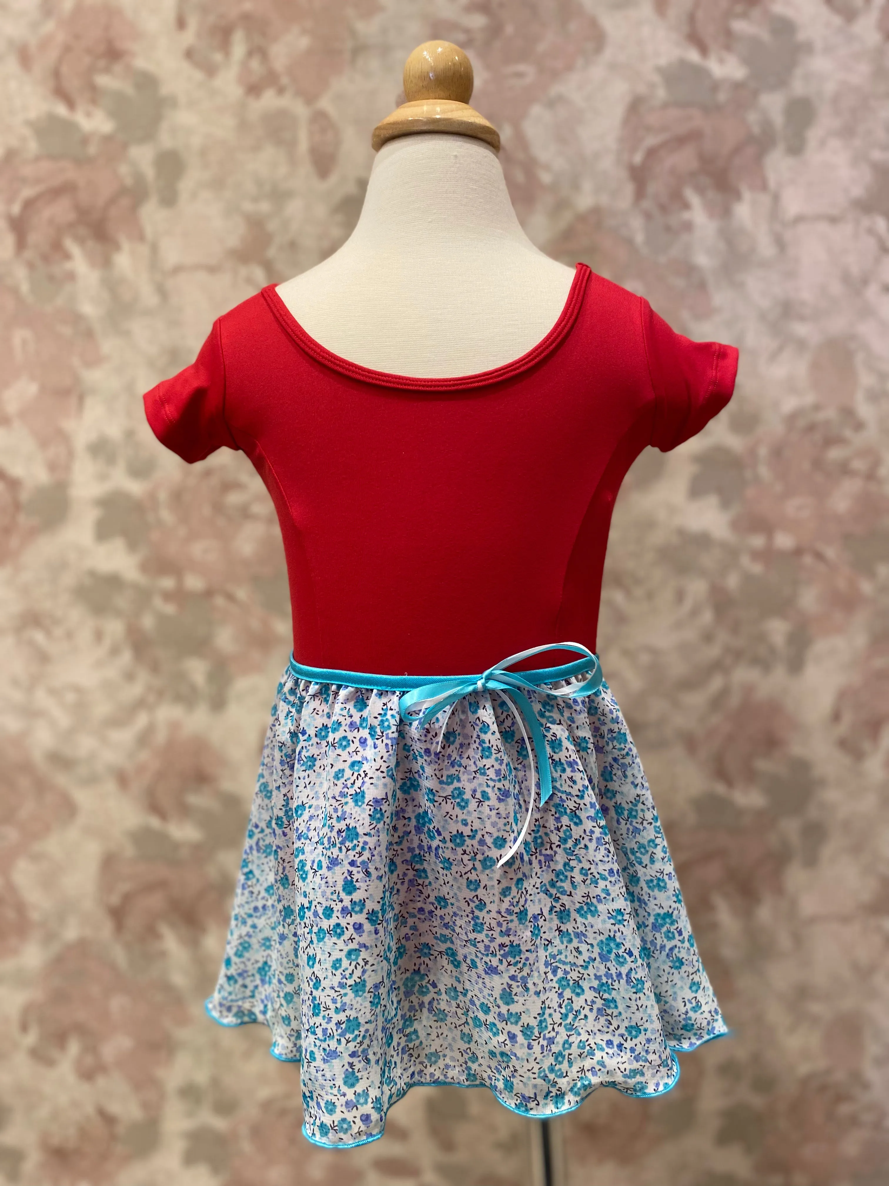 Girls Ditsy Flower Turquoise Pull On Skirt