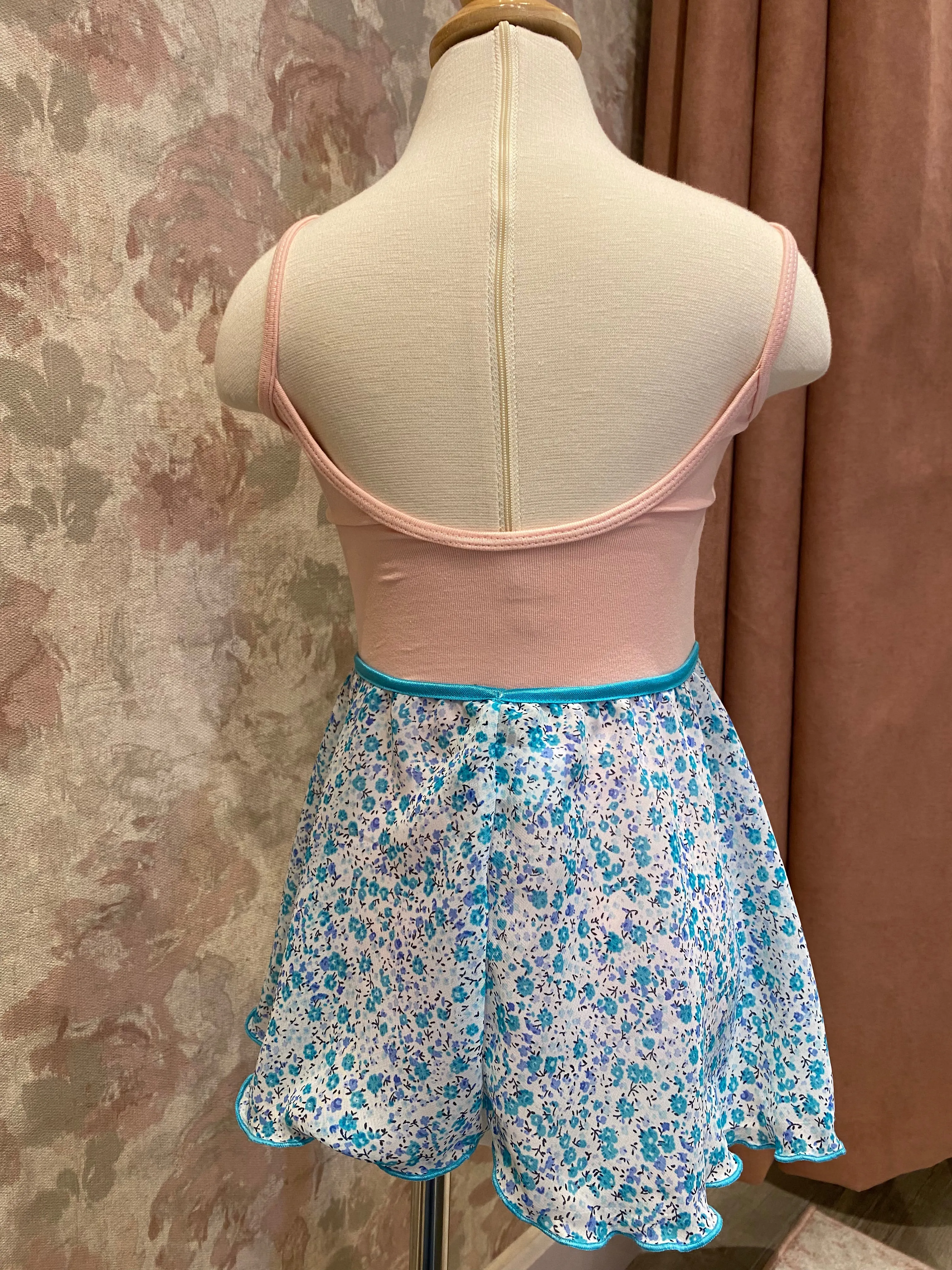Girls Ditsy Flower Turquoise Pull On Skirt