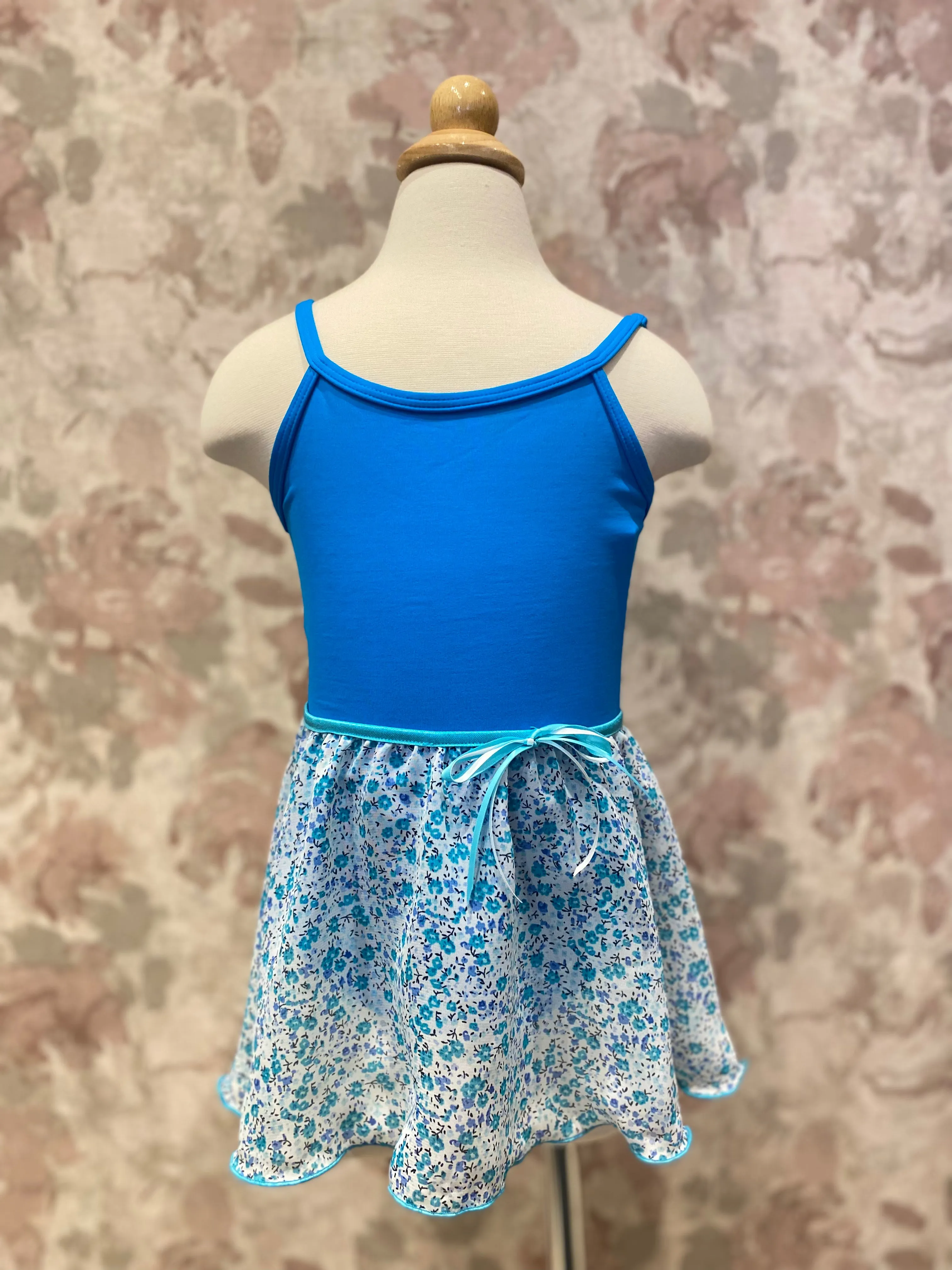 Girls Ditsy Flower Turquoise Pull On Skirt