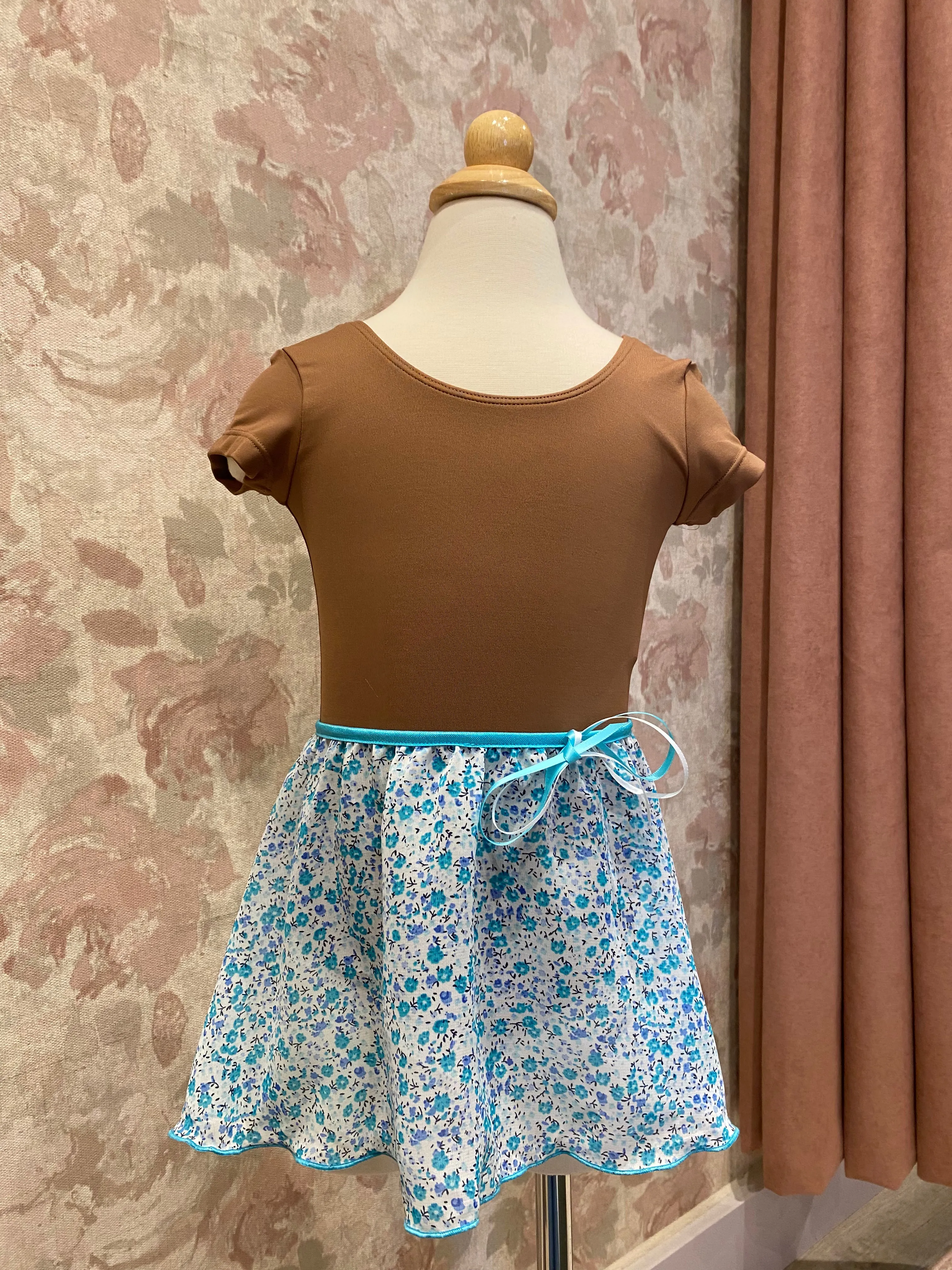 Girls Ditsy Flower Turquoise Pull On Skirt