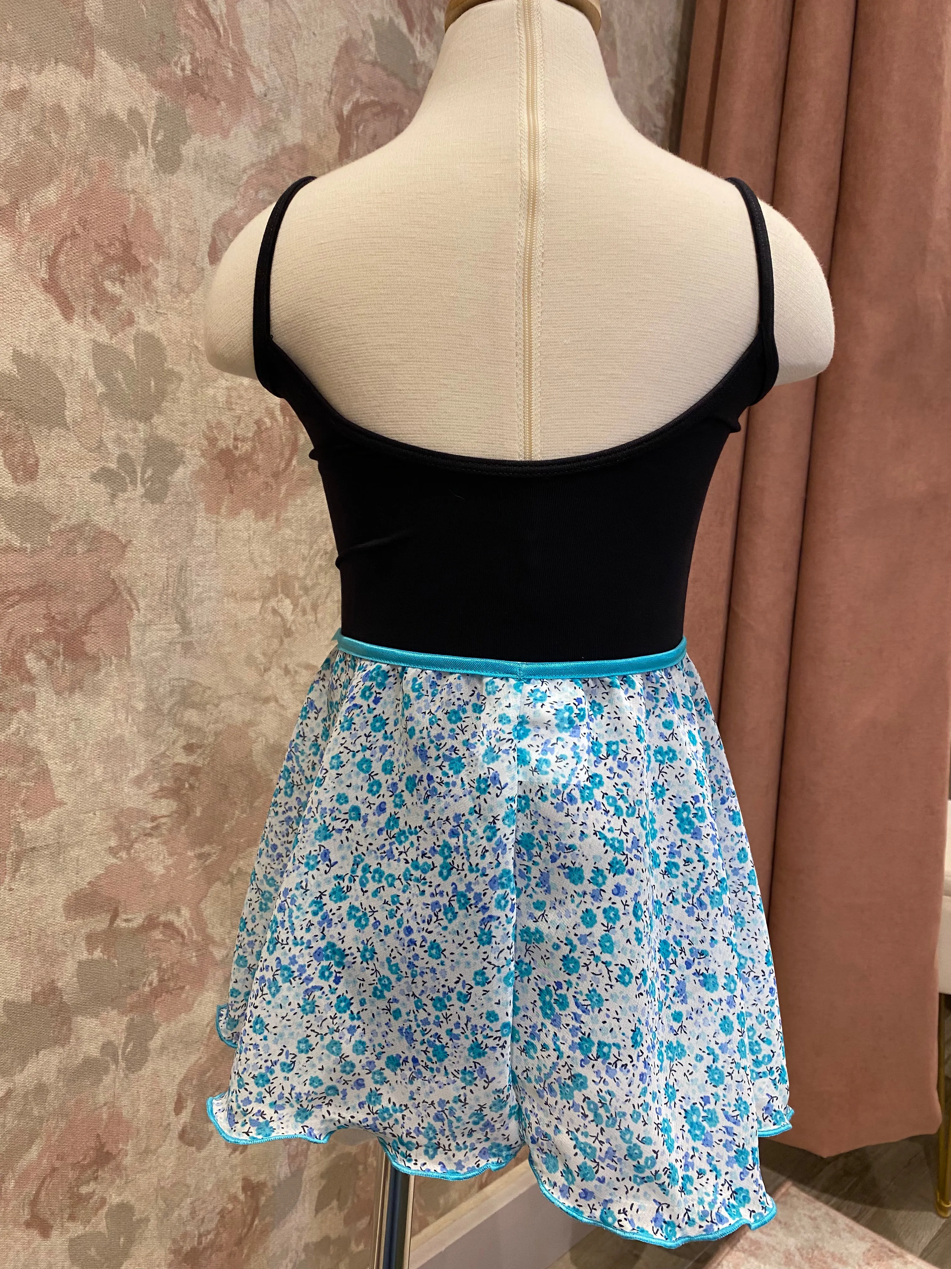 Girls Ditsy Flower Turquoise Pull On Skirt