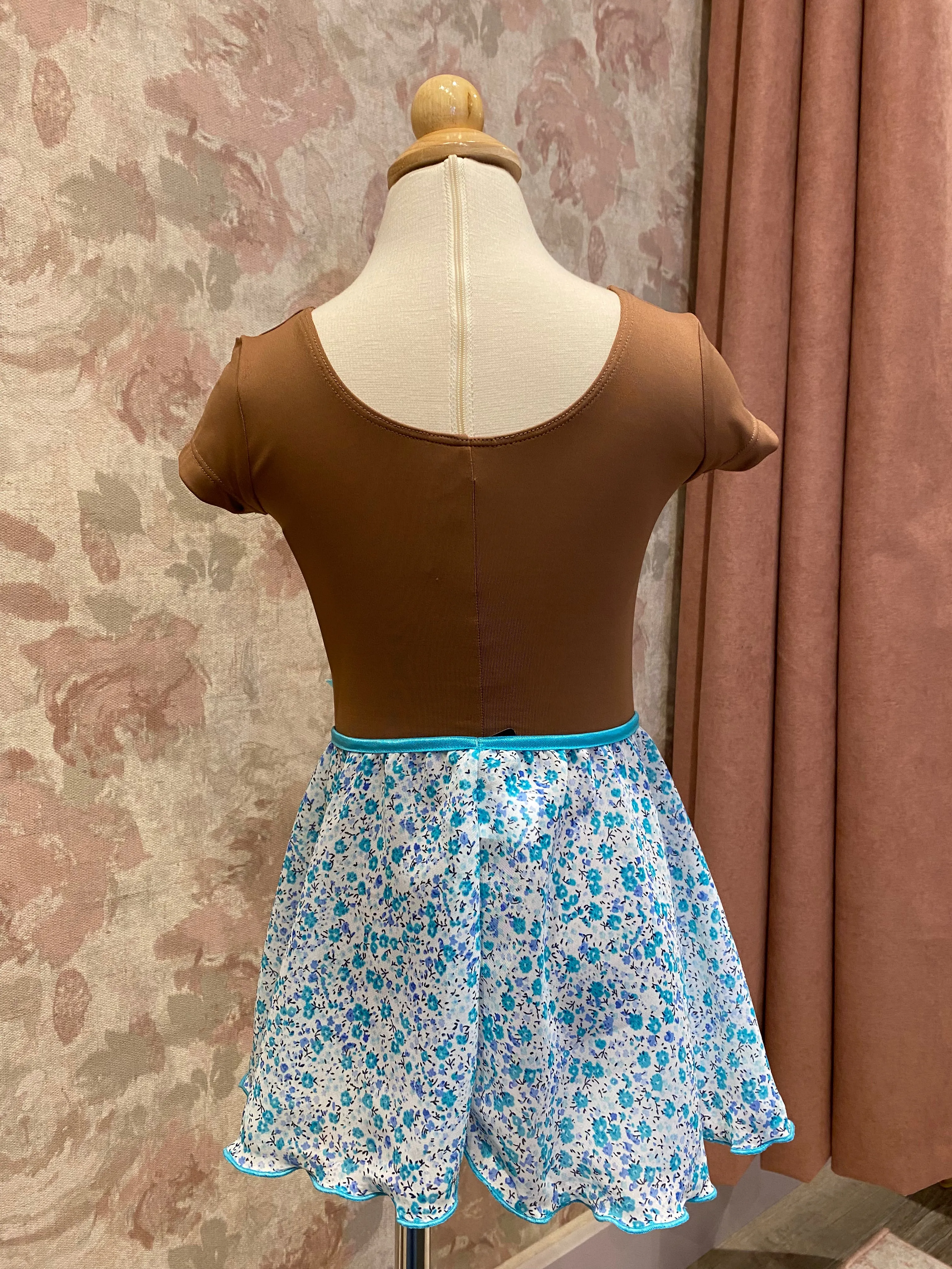 Girls Ditsy Flower Turquoise Pull On Skirt