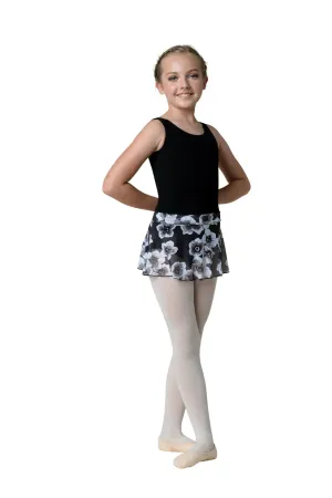 Girls Floral Black Printed Skirt