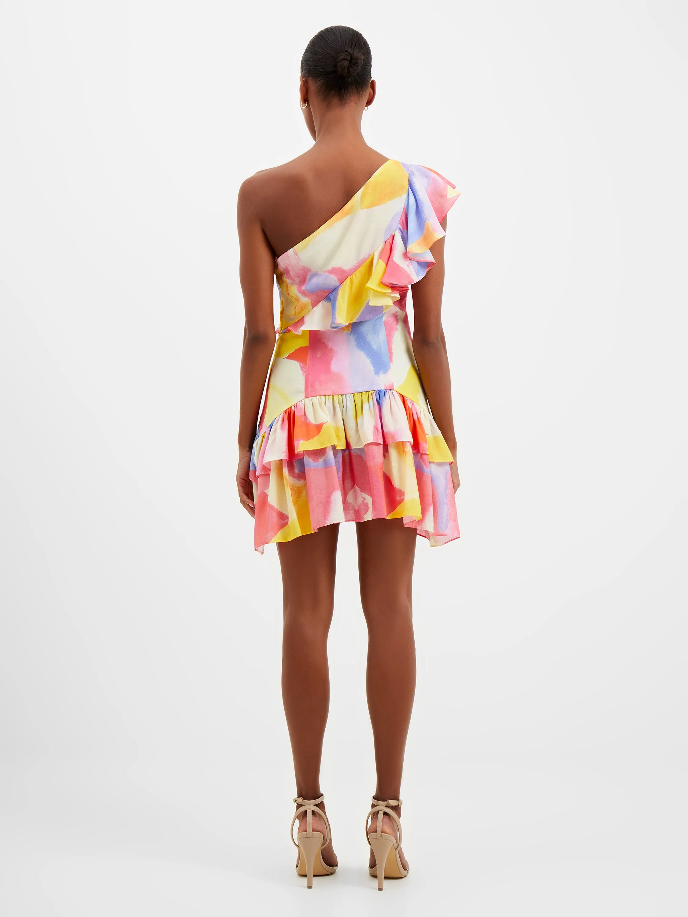 Isadora Faron One Shoulder Printed Mini Dress