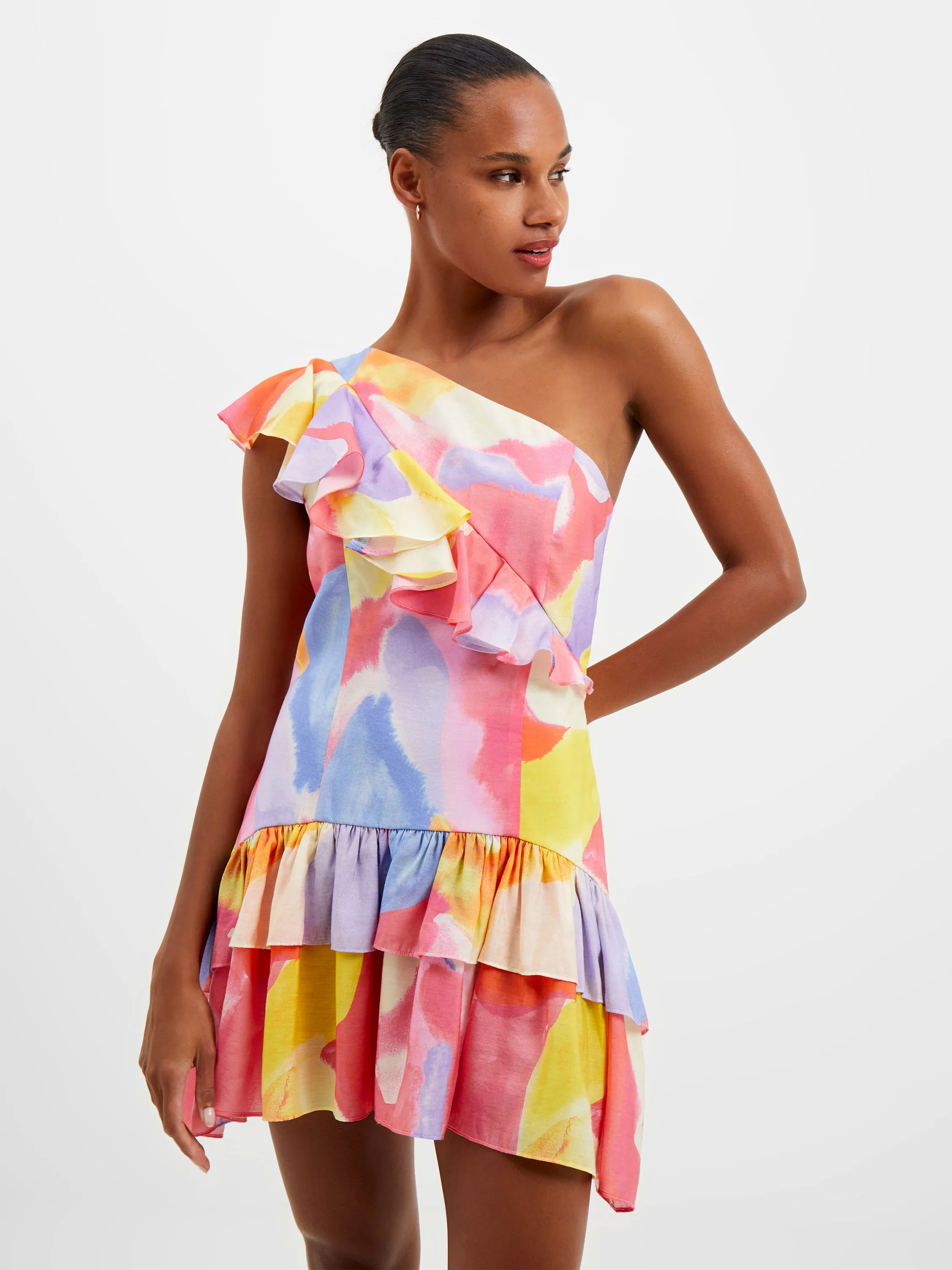Isadora Faron One Shoulder Printed Mini Dress